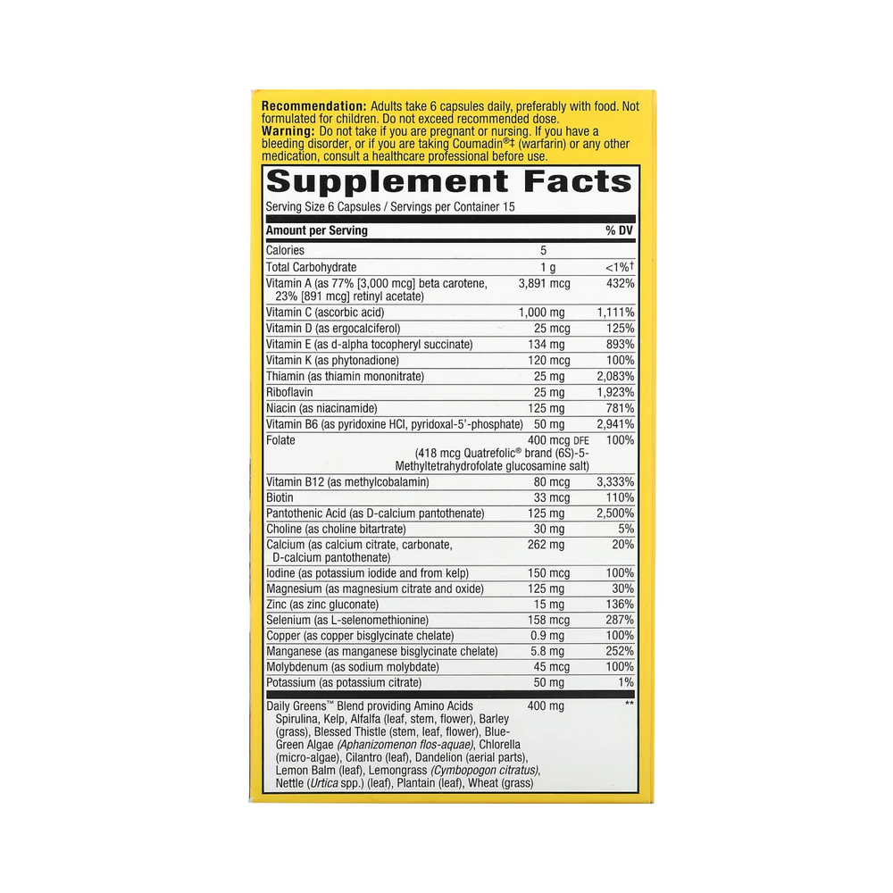 Nature's Way, Alive! Max6 Potency Multivitamin, No Added Iron, 90 Capsules