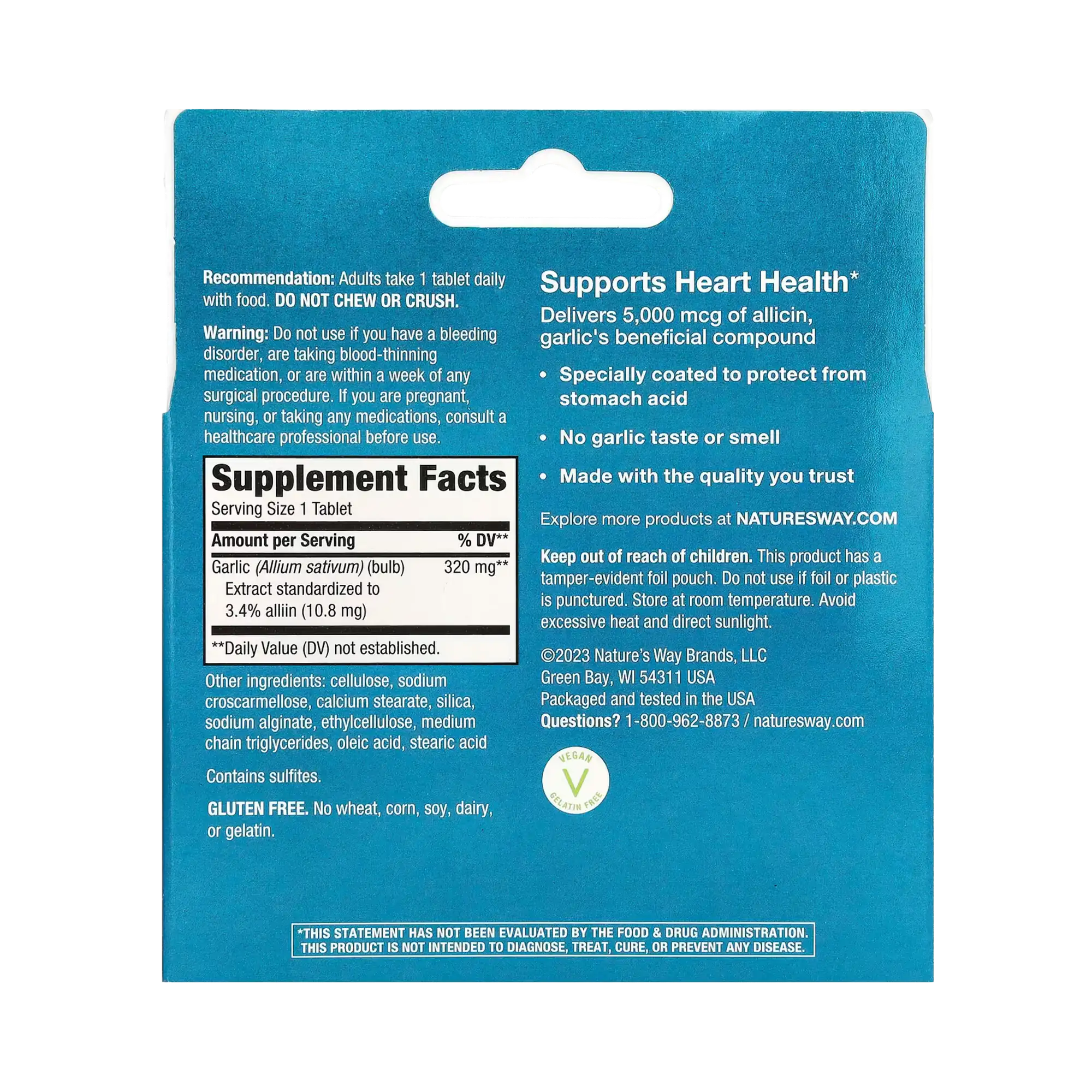 Nature's Way, Garlinase 5000, 100 Tablets