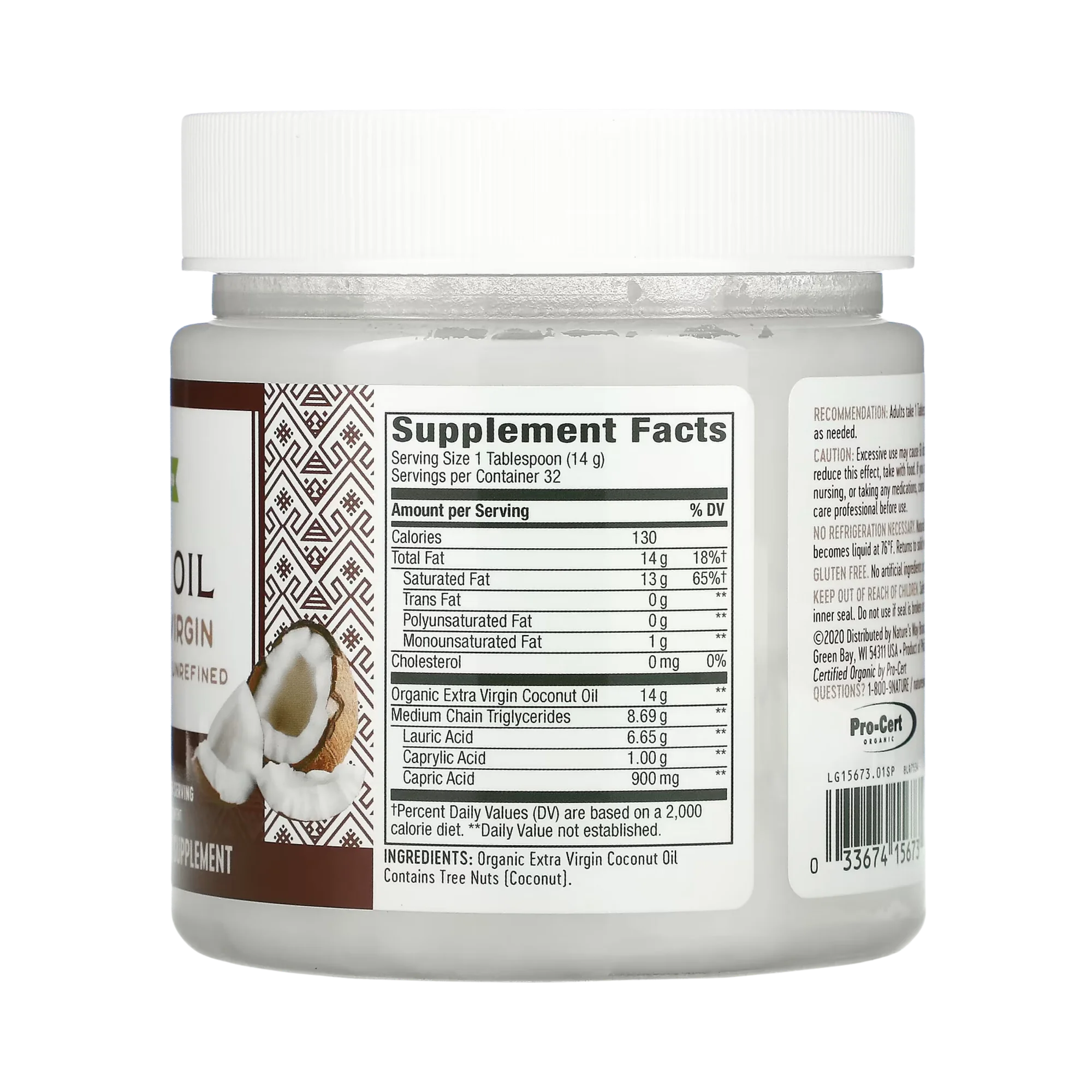 Nature's Way, Organic Extra Virgin Coconut Oil, 16 Oz