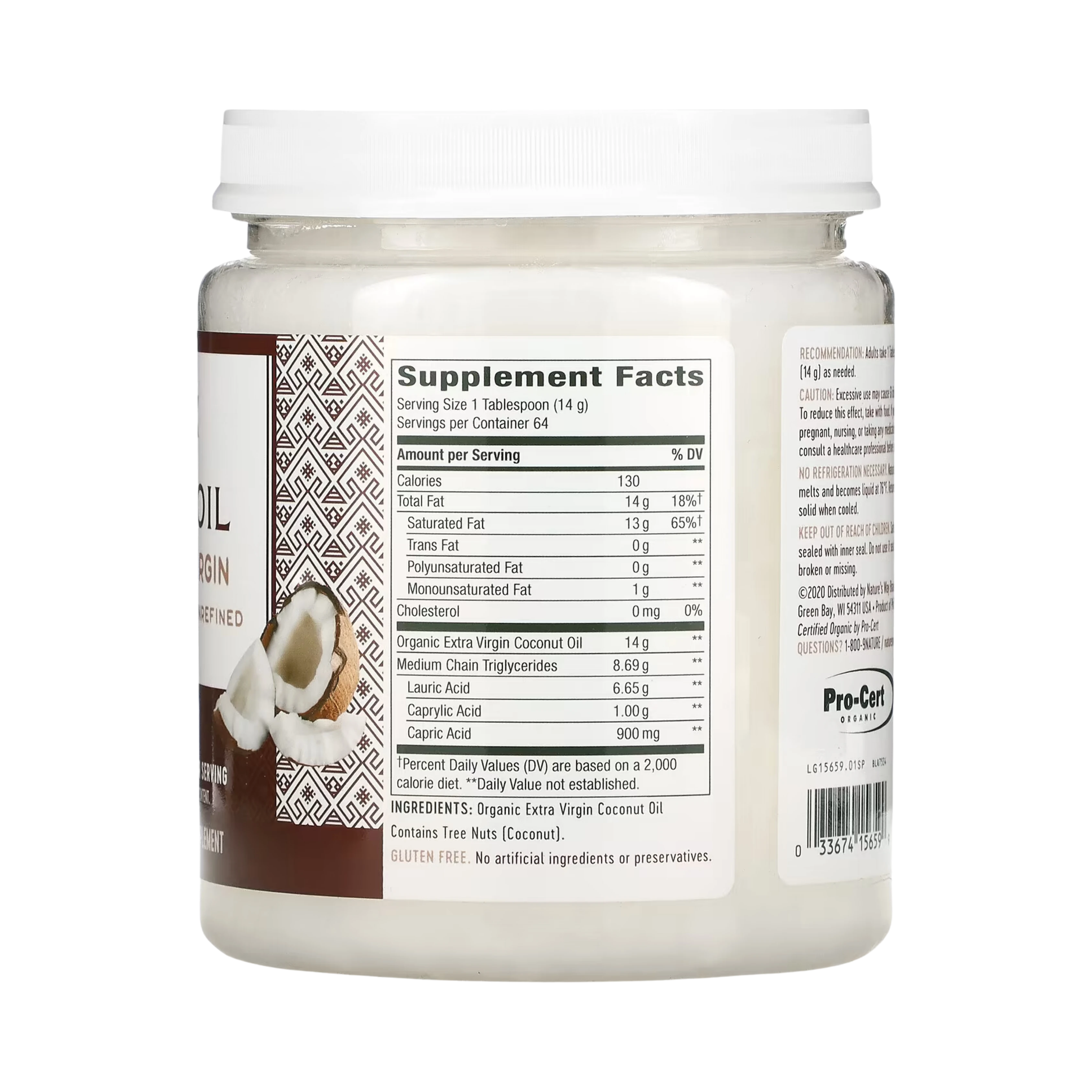Nature's Way, Organic Extra Virgin Coconut Oil, 32 Oz