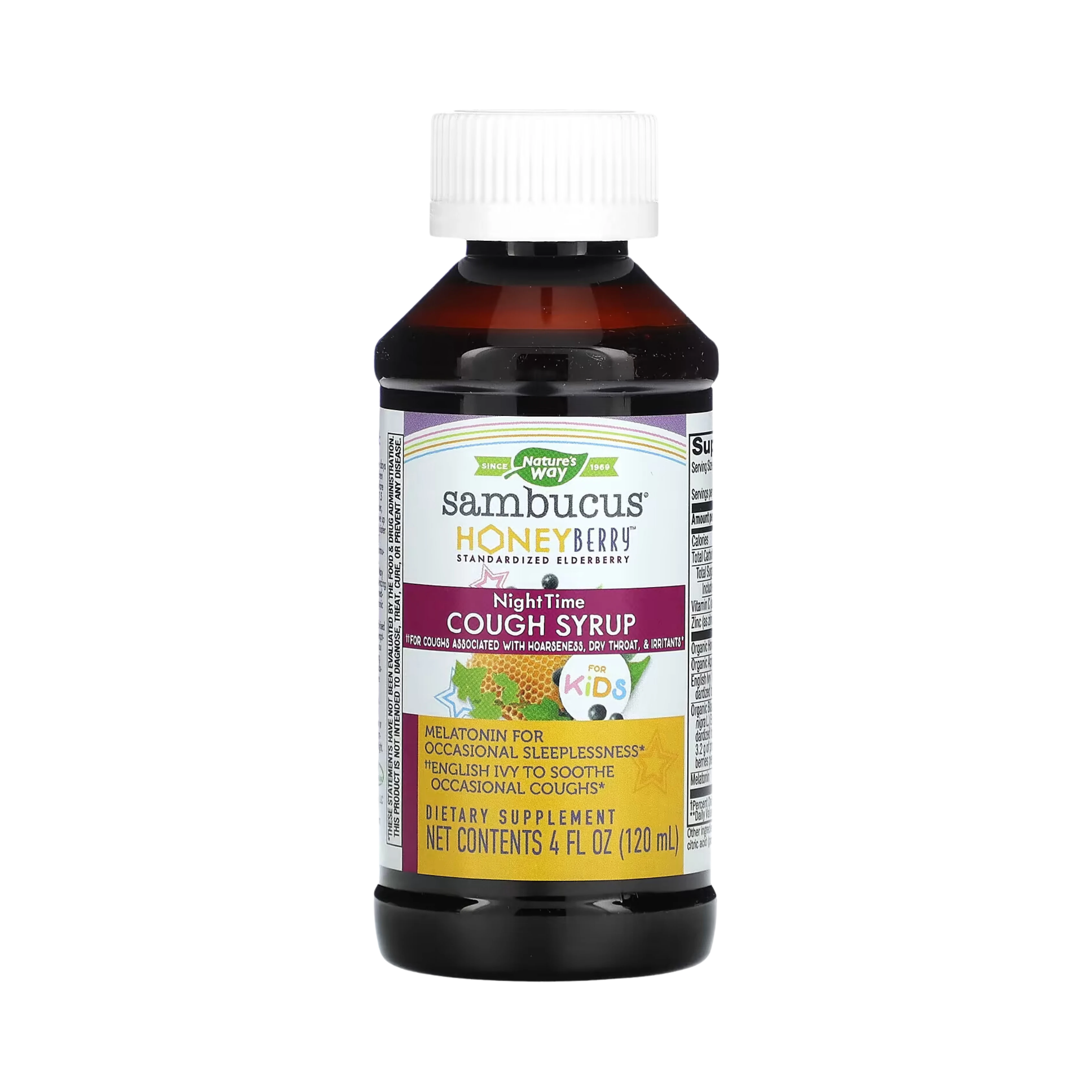 Nature's Way, Sambucus for Kids, HoneyBerry Night Time Cough Syrup, 4 Fl Oz