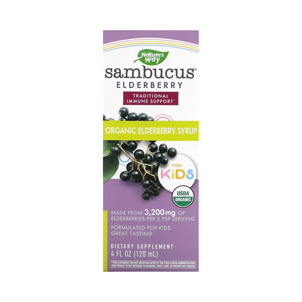 Nature's Way, Sambucus for Kids, Organic Elderberry Syrup, 4 Fl Oz