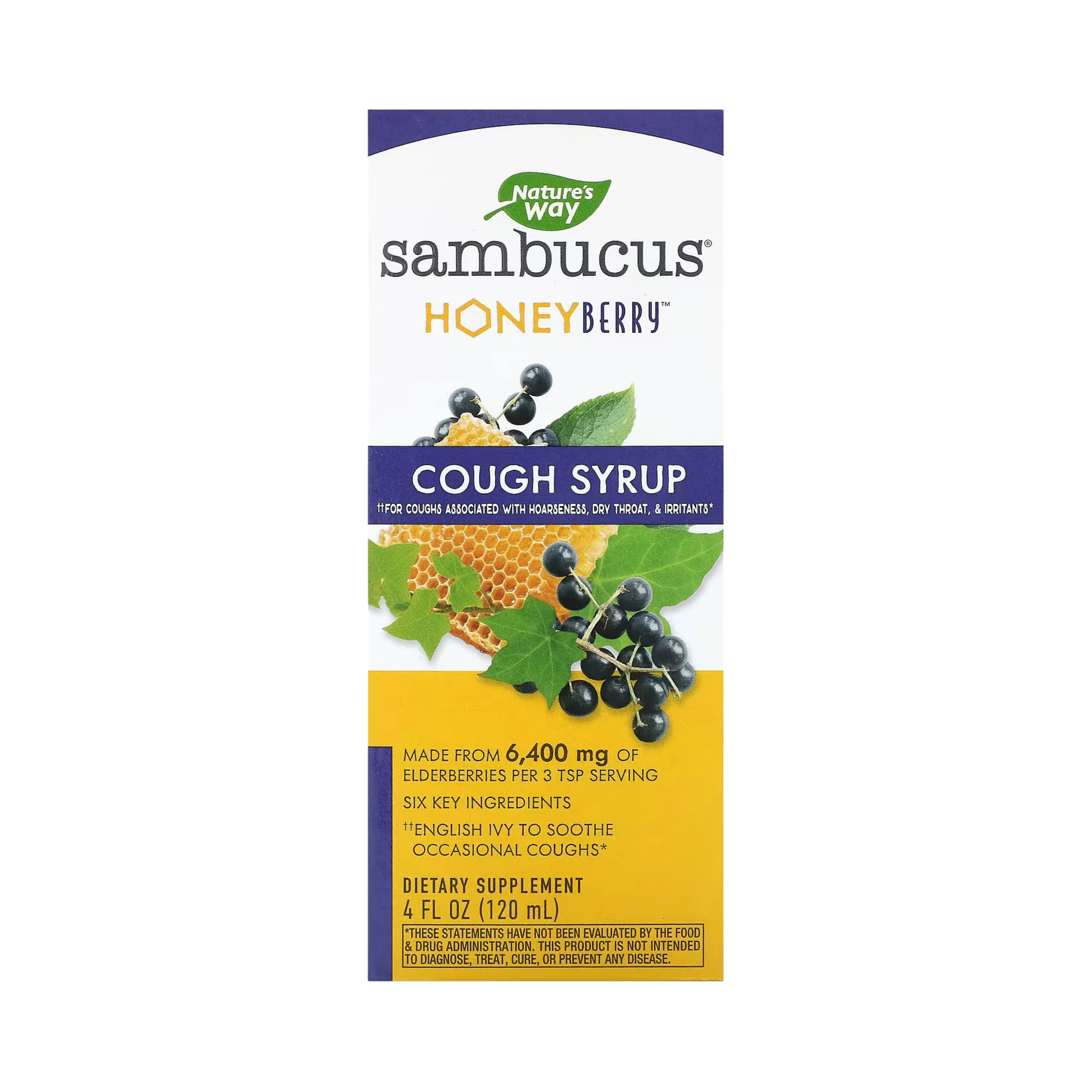 Nature's Way, Sambucus HoneyBerry Cough Syrup, 4 Oz
