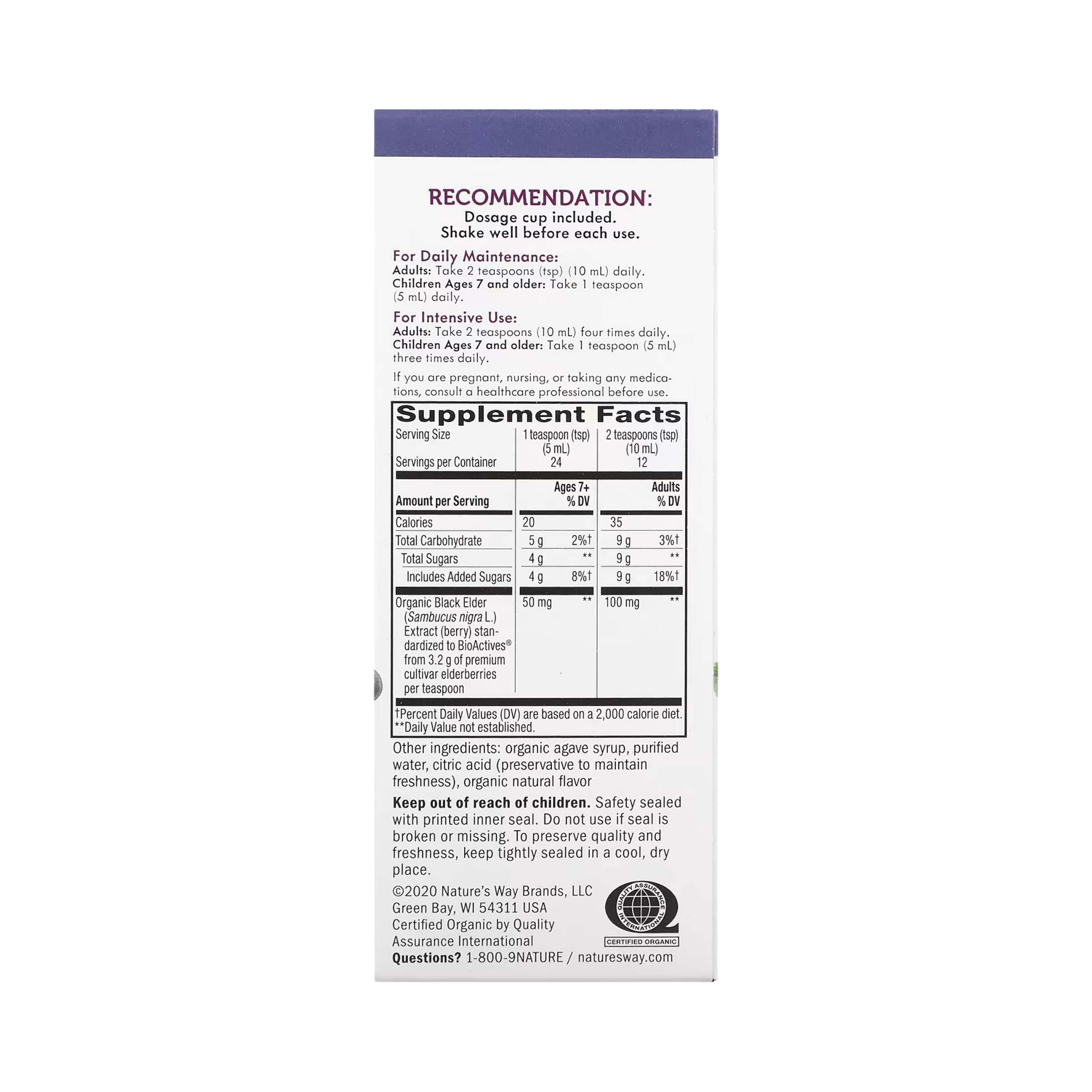 Nature's Way, Sambucus Organic Elderberry Syrup, 4 Oz