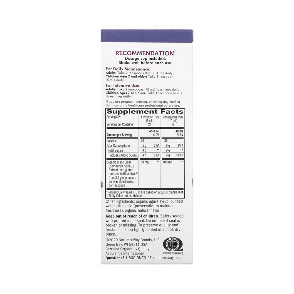 Nature's Way, Sambucus Organic Elderberry Syrup, 4 Oz