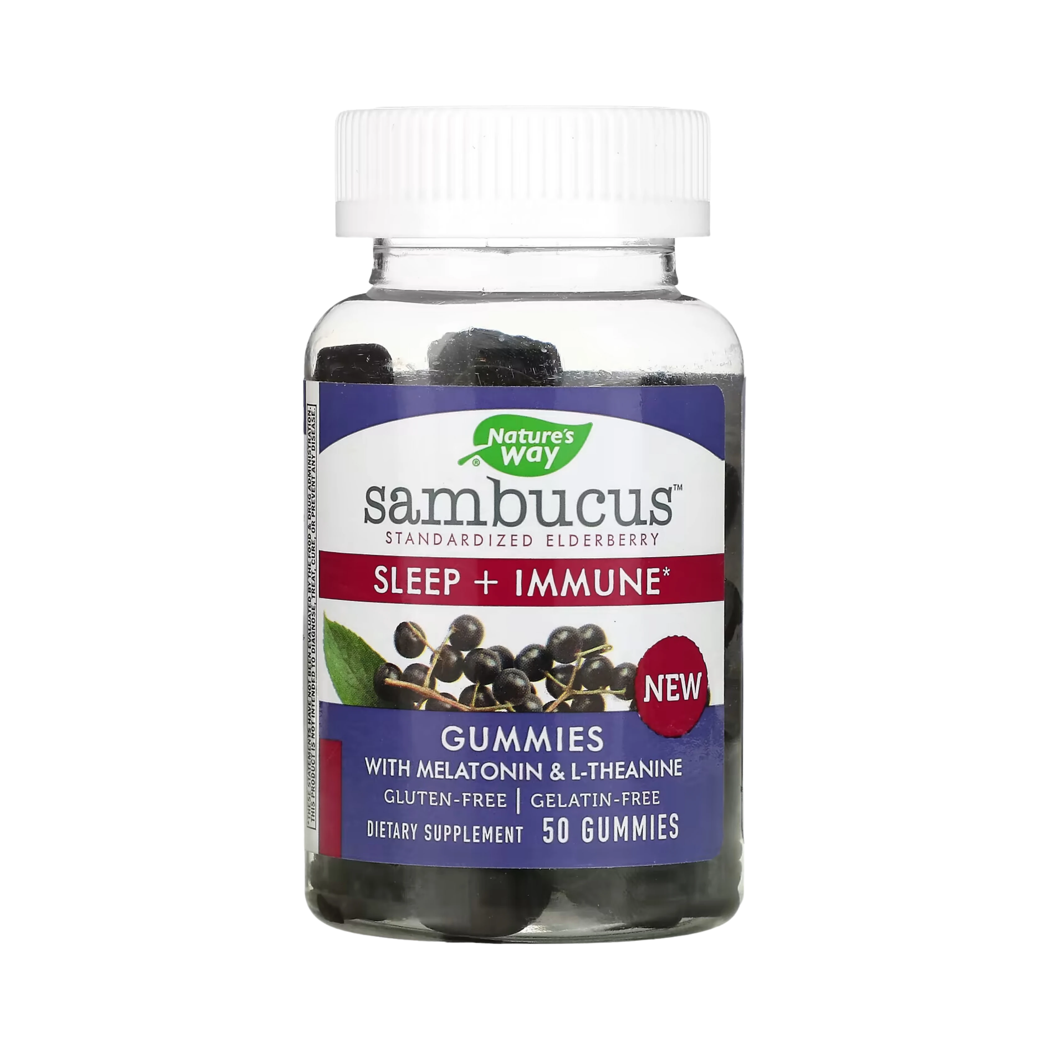 Nature's Way, Sambucus, Sleep + Immune with Melatonin & L-Theanine, 50 Gummies