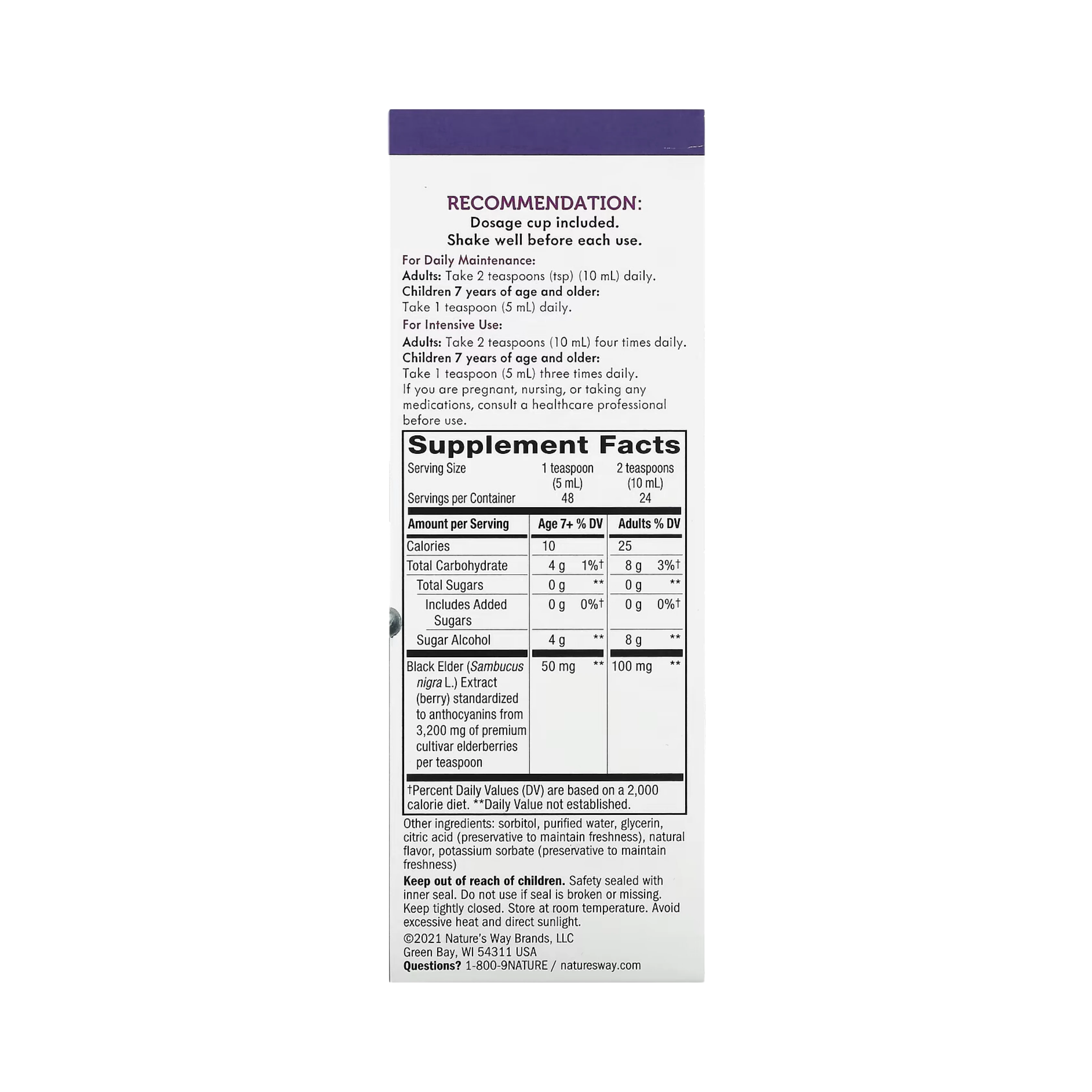 Nature's Way, Sambucus Sugar-Free Syrup, 8 Oz