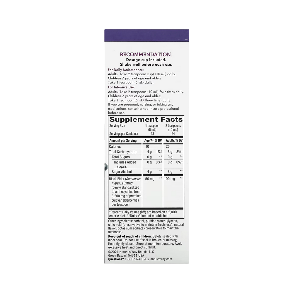 Nature's Way, Sambucus Sugar-Free Syrup, 8 Oz