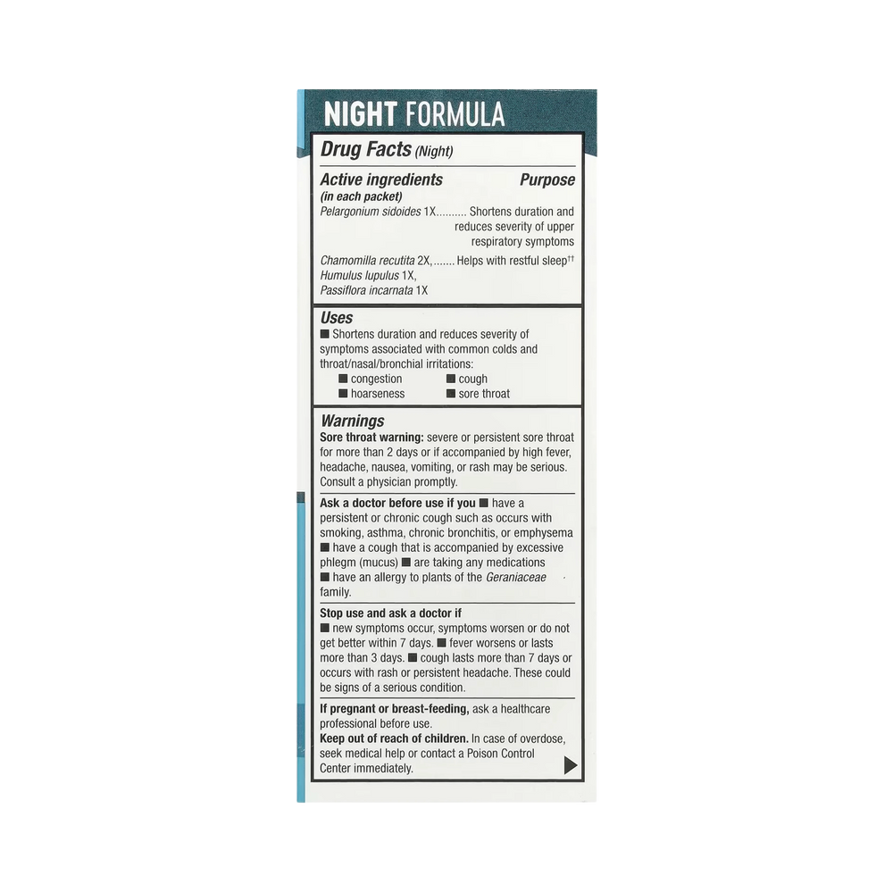 Nature's Way, Umcka, Cold Care, Day + Night, Soothing Hot Drink, Lemon-Citrus, Honey-Lemon, 12 Packets, 0.17 Oz Each