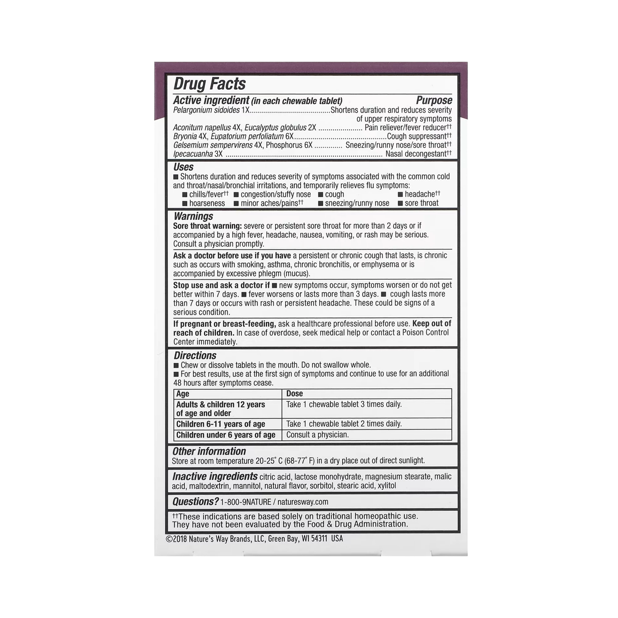 Nature's Way, Umcka Cold+Flu Chewables, Orange, 20 Tablets