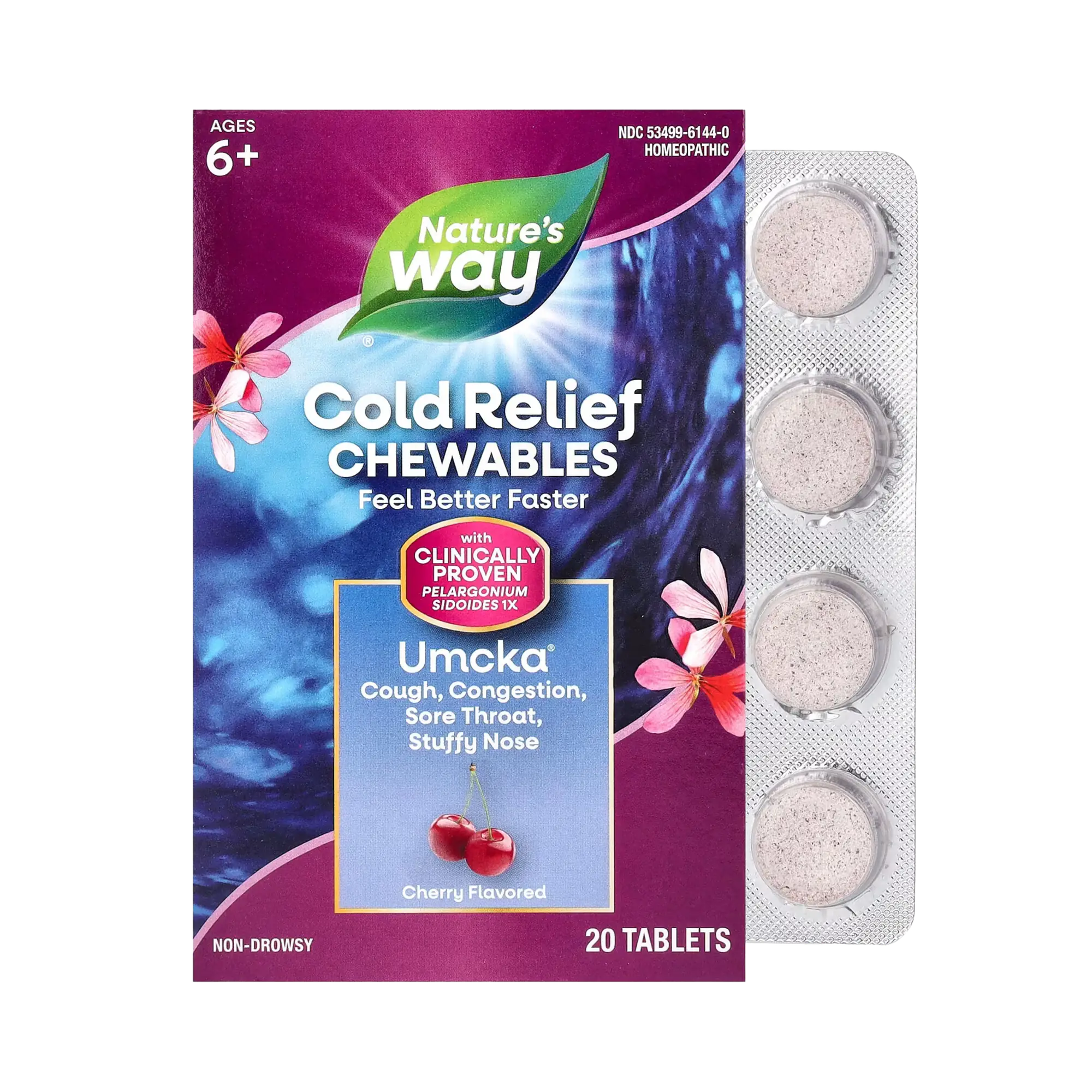 Nature's Way, Umcka ColdCare, Cherry, 20 Chewable Tablets