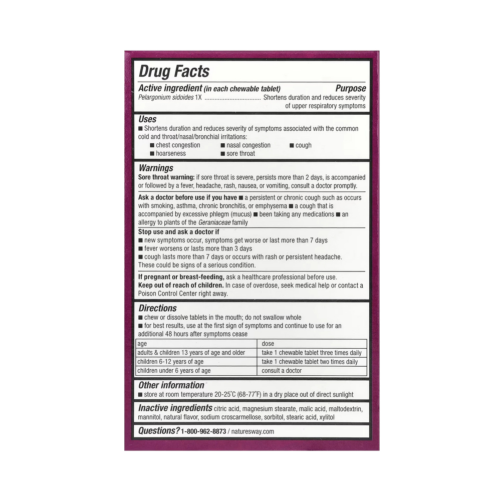Nature's Way, Umcka ColdCare, Cherry, 20 Chewable Tablets
