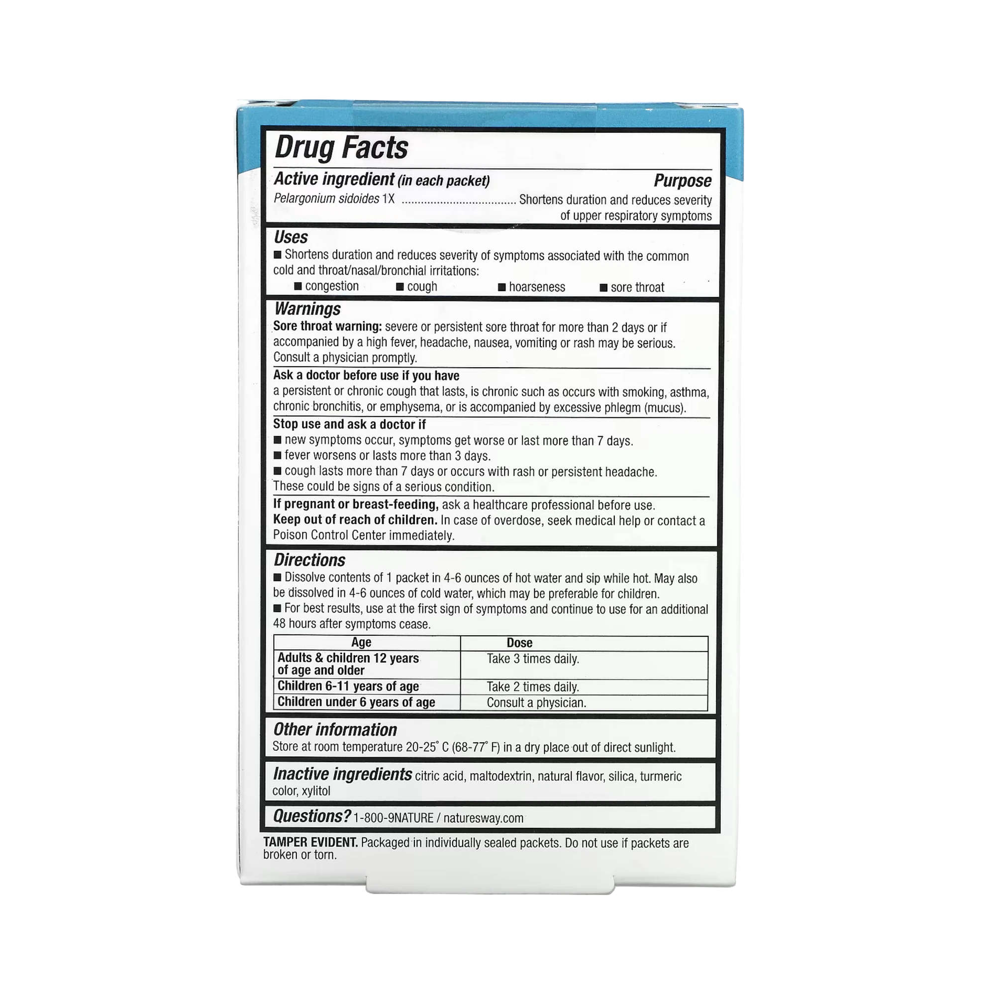 Nature's Way, Umcka, ColdCare, Soothing Hot Drink Mix, Lemon, 10 Packets, 0.17 Oz