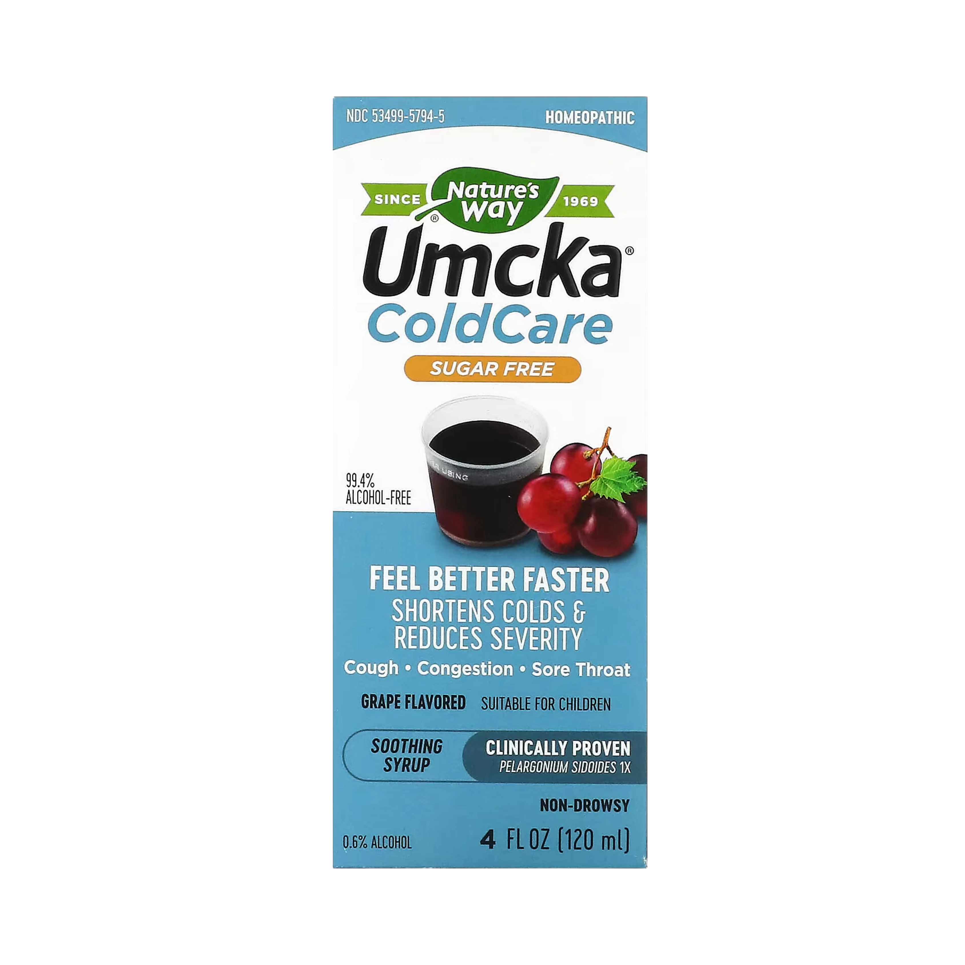 Nature's Way, Umcka ColdCare, Soothing Syrup, Sugar Free, Grape, 4 Fl Oz