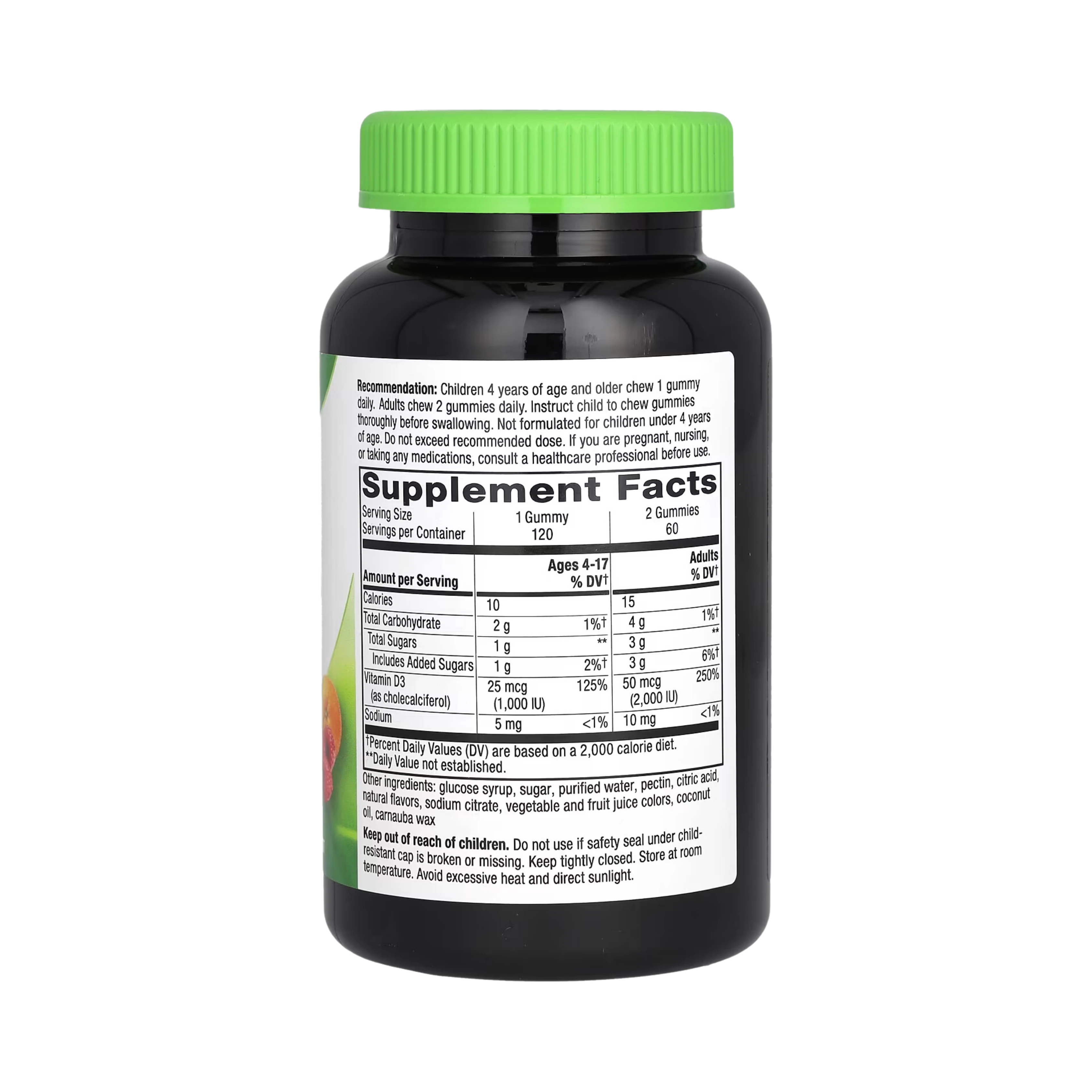 Nature's Way, Vitamin D3 Gummy, Mixed Fruit, 50 Mcg, 2,000 IU, 120 Gummies