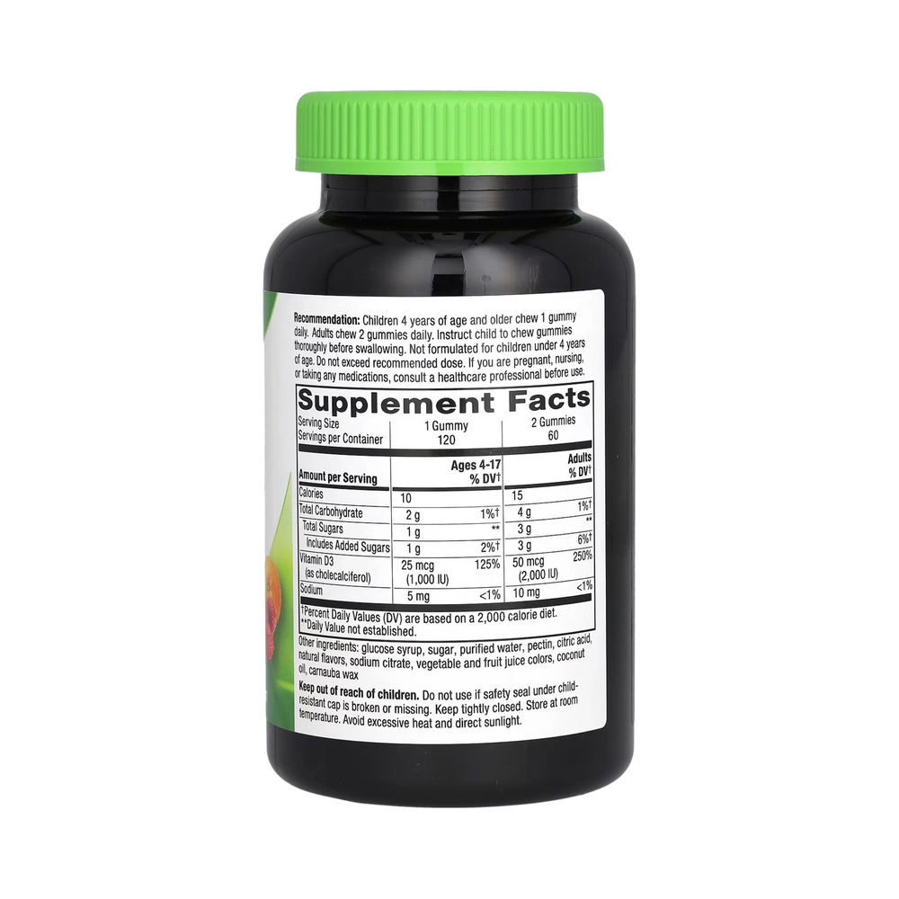 Nature's Way, Vitamin D3 Gummy, Mixed Fruit, 50 Mcg, 2,000 IU, 120 Gummies