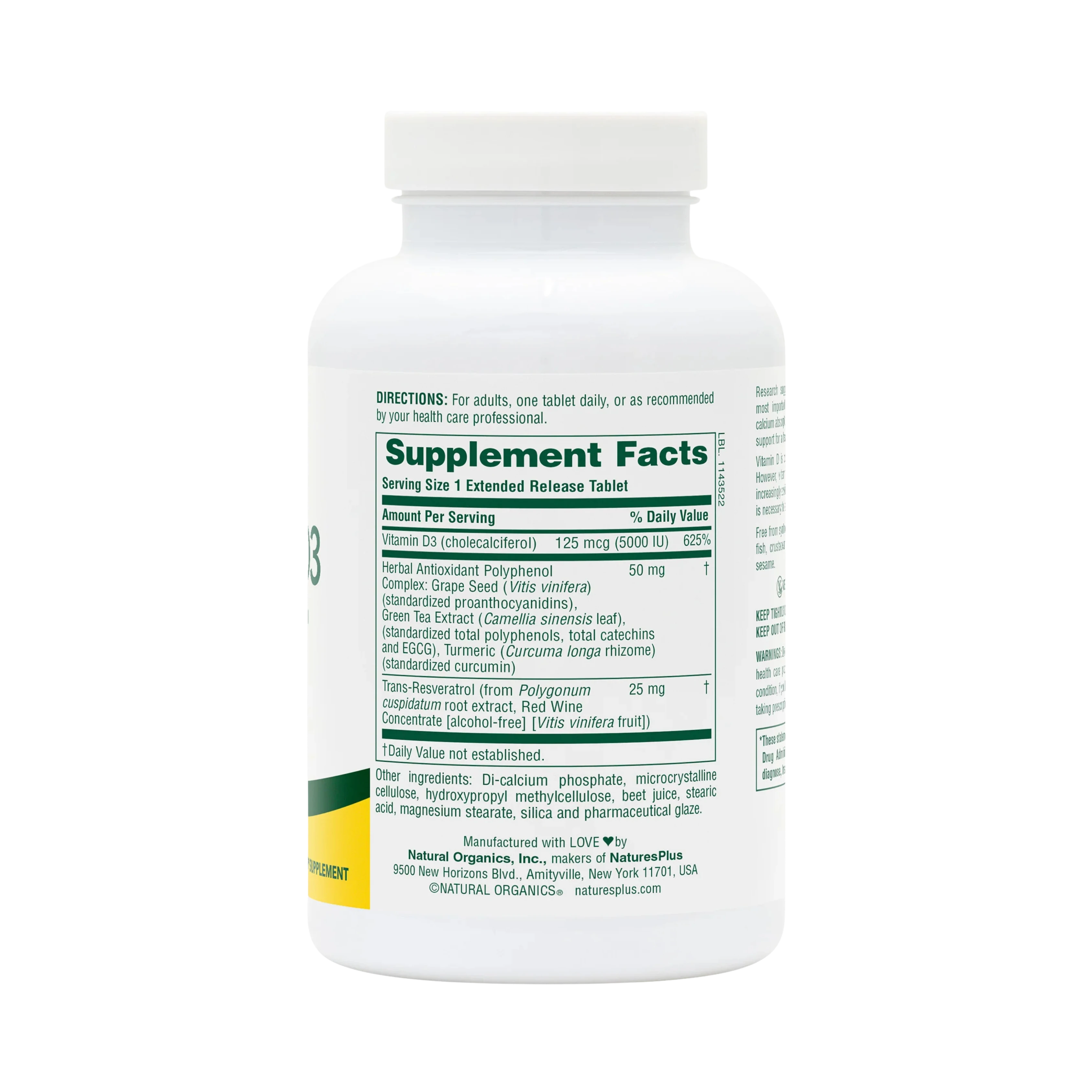 Natures Plus, Vitamin D3, Extended Release, 90 Vegan Tablets