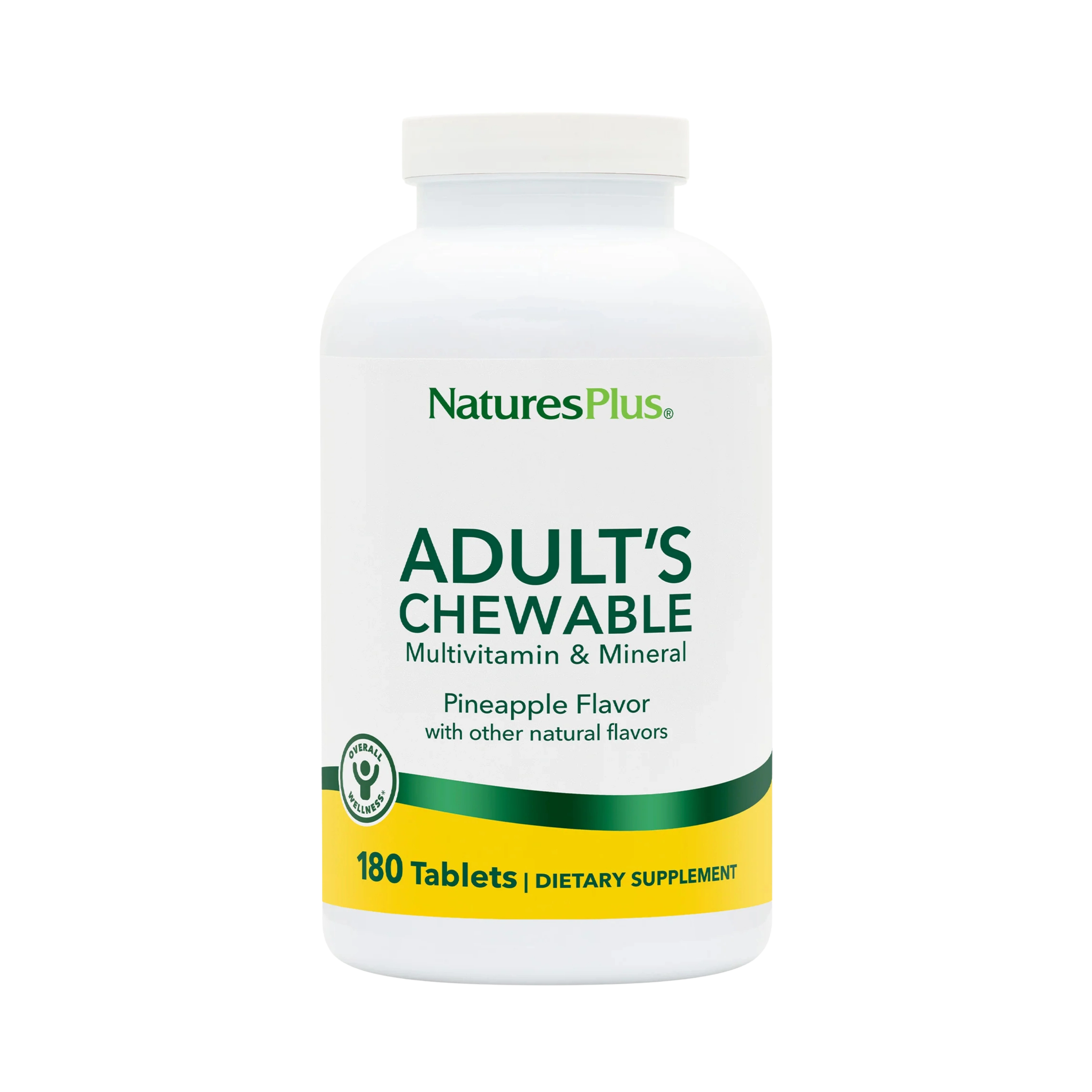 NaturesPlus, Adult's Chewable Multivitamin & Mineral, Pineapple, 180 Tablets