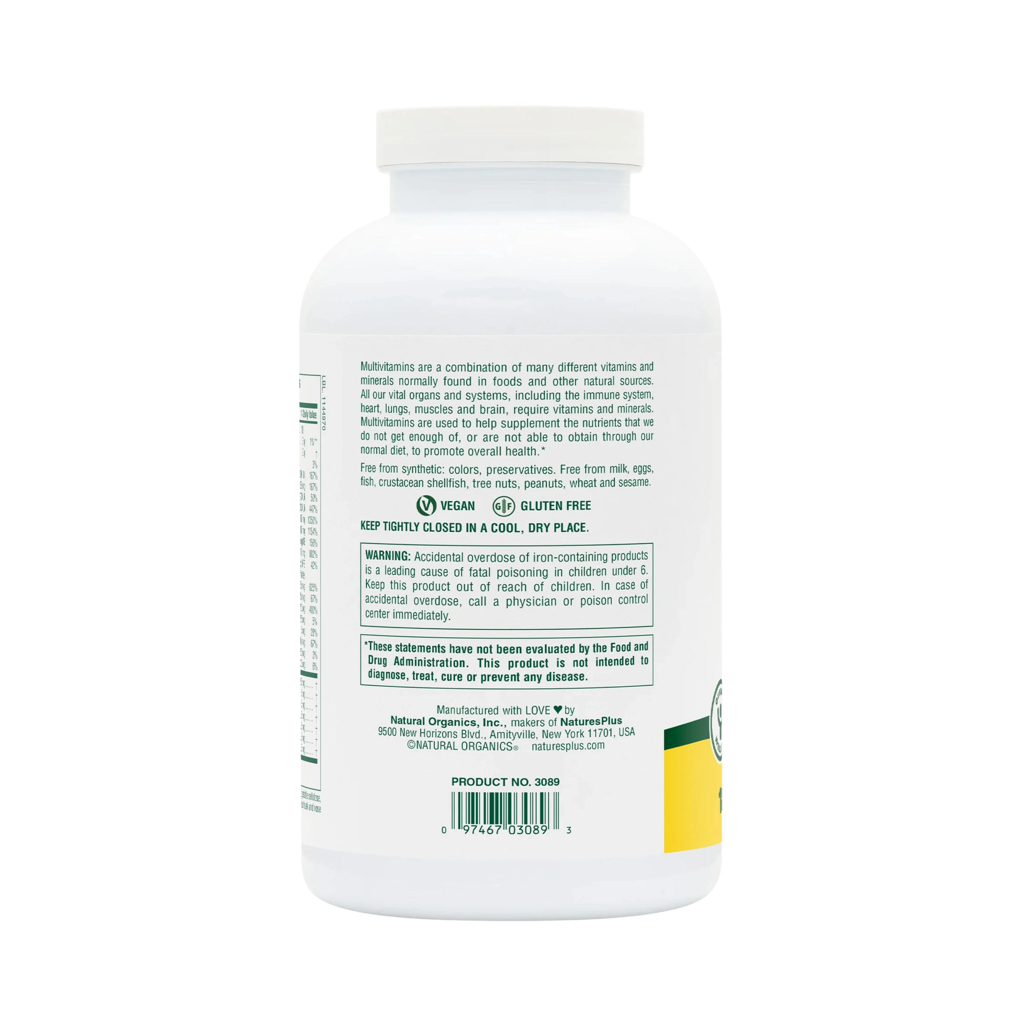 NaturesPlus, Adult's Chewable Multivitamin & Mineral, Pineapple, 180 Tablets