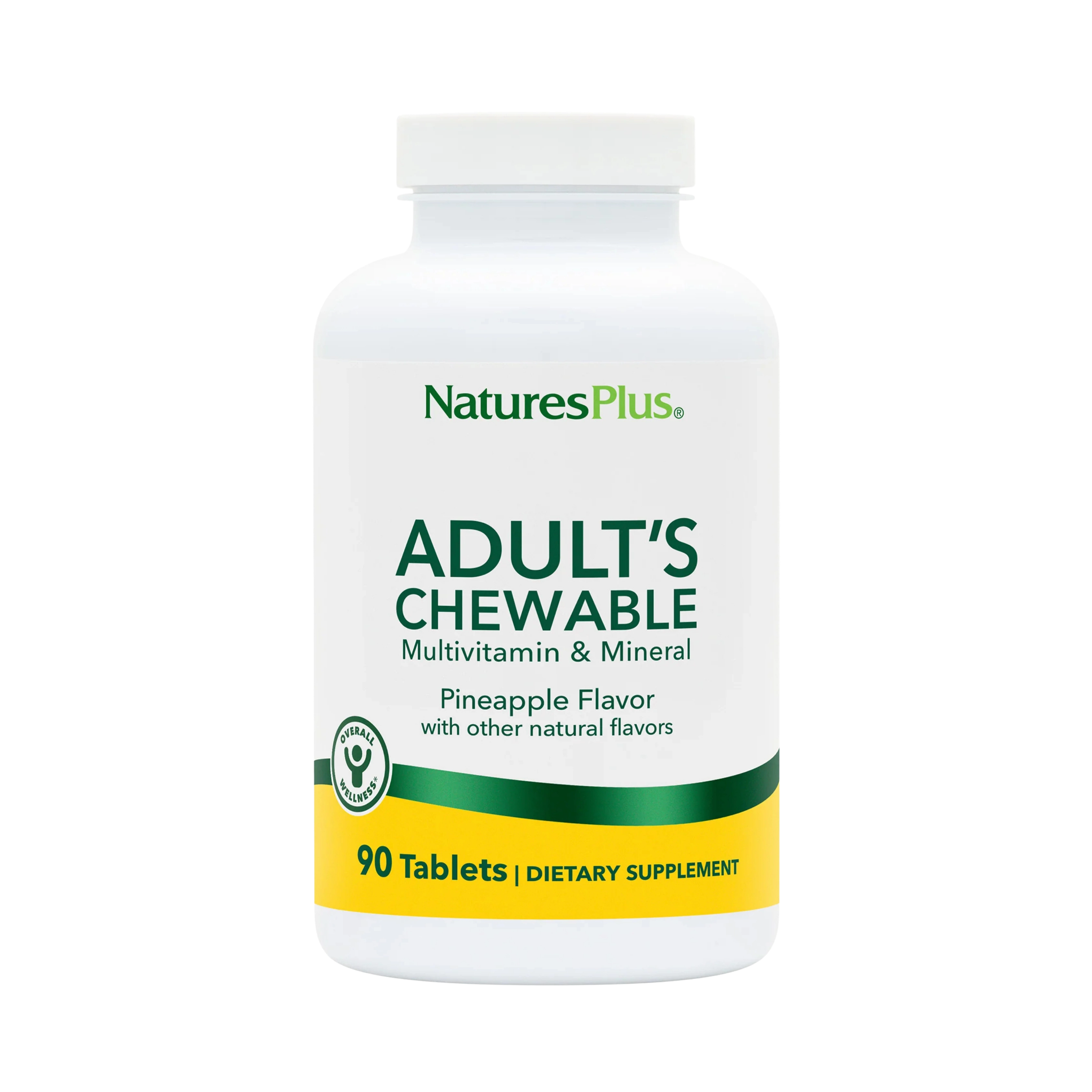 NaturesPlus, Adult's Chewable Multivitamin& Mineral, Pineapple, 90 Tablets
