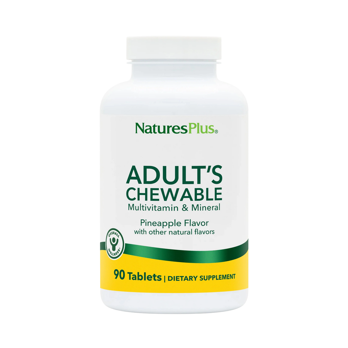 NaturesPlus, Adult's Chewable Multivitamin& Mineral, Pineapple, 90 Tablets