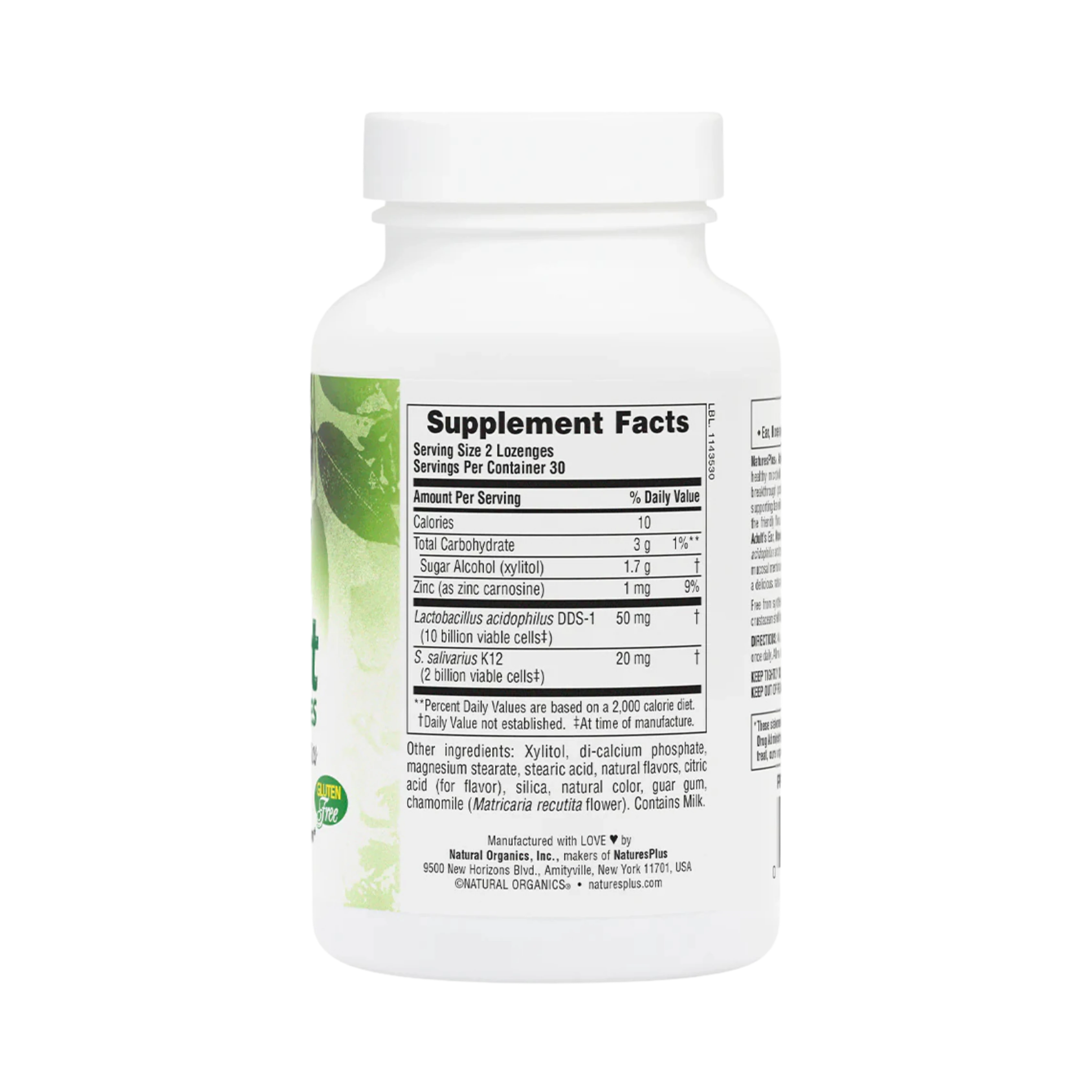 NaturesPlus, Adult's Ear, Nose & Throat Lozenges with K12 Probiotics, Natural Tropical Cherry-Berry, 60 Lozenges