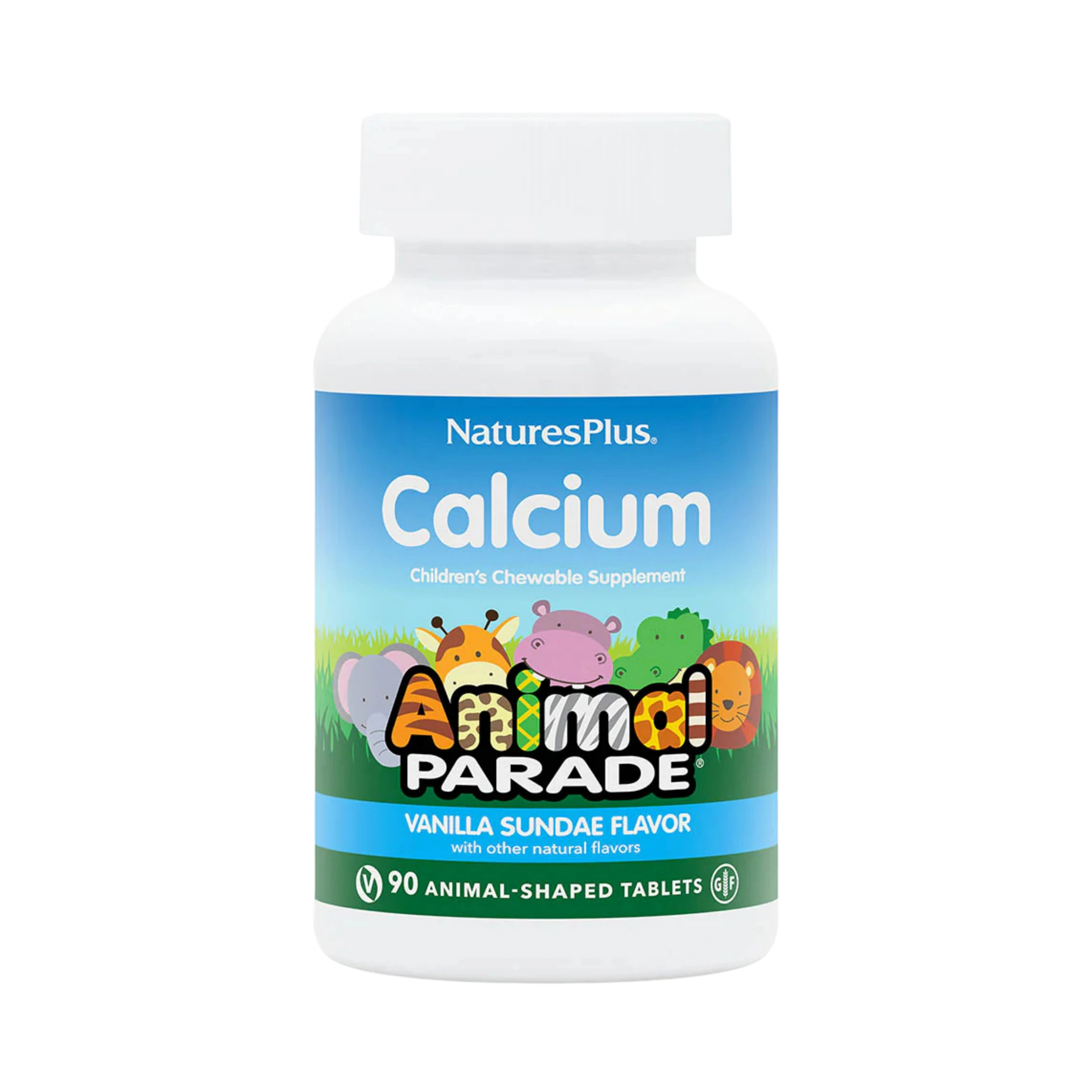NaturesPlus, Animal Parade, Calcium, Children's Chewable Supplement, Vanilla Sundae, 90 Animal-Shaped Tablets