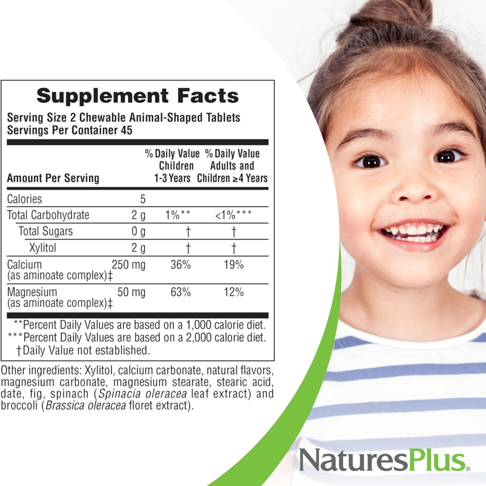 NaturesPlus, Animal Parade, Calcium Children’s Chewable Supplement, Vanilla Sundae, Sugar Free, 90 Animal-Shaped Tablets
