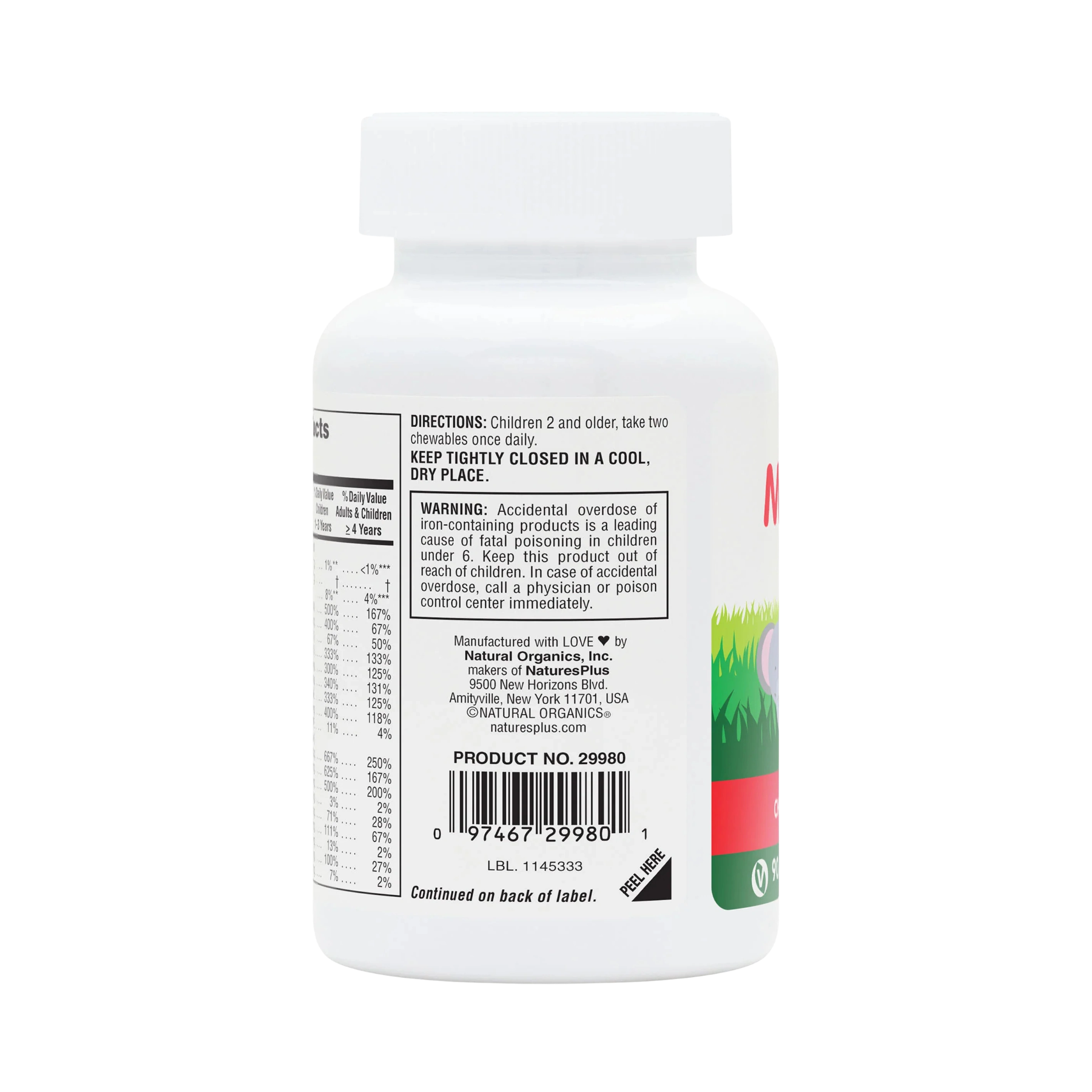 NaturesPlus, Animal Parade, Children's Chewable Multivitamin, Cherry, Grape & Orange, 90 Animal-Shaped Tablets