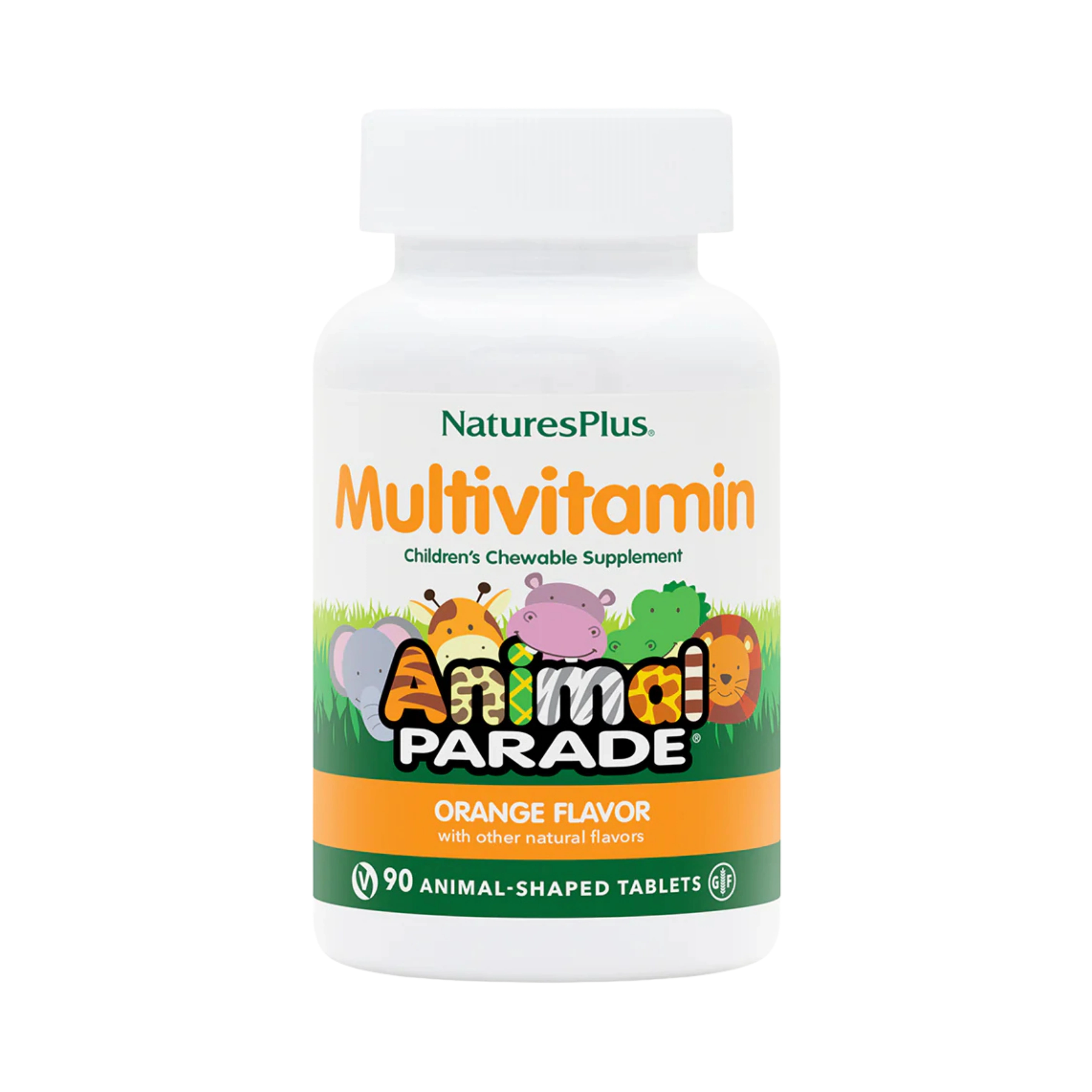NaturesPlus, Animal Parade, Children's Chewable Multivitamin, Orange, 90 Animal-Shaped Tablets