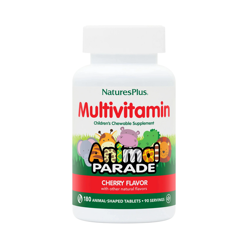 NaturesPlus, Animal Parade, Children's Chewable Multivitamin Supplement, Cherry, 180 Animal-Shaped Tablets