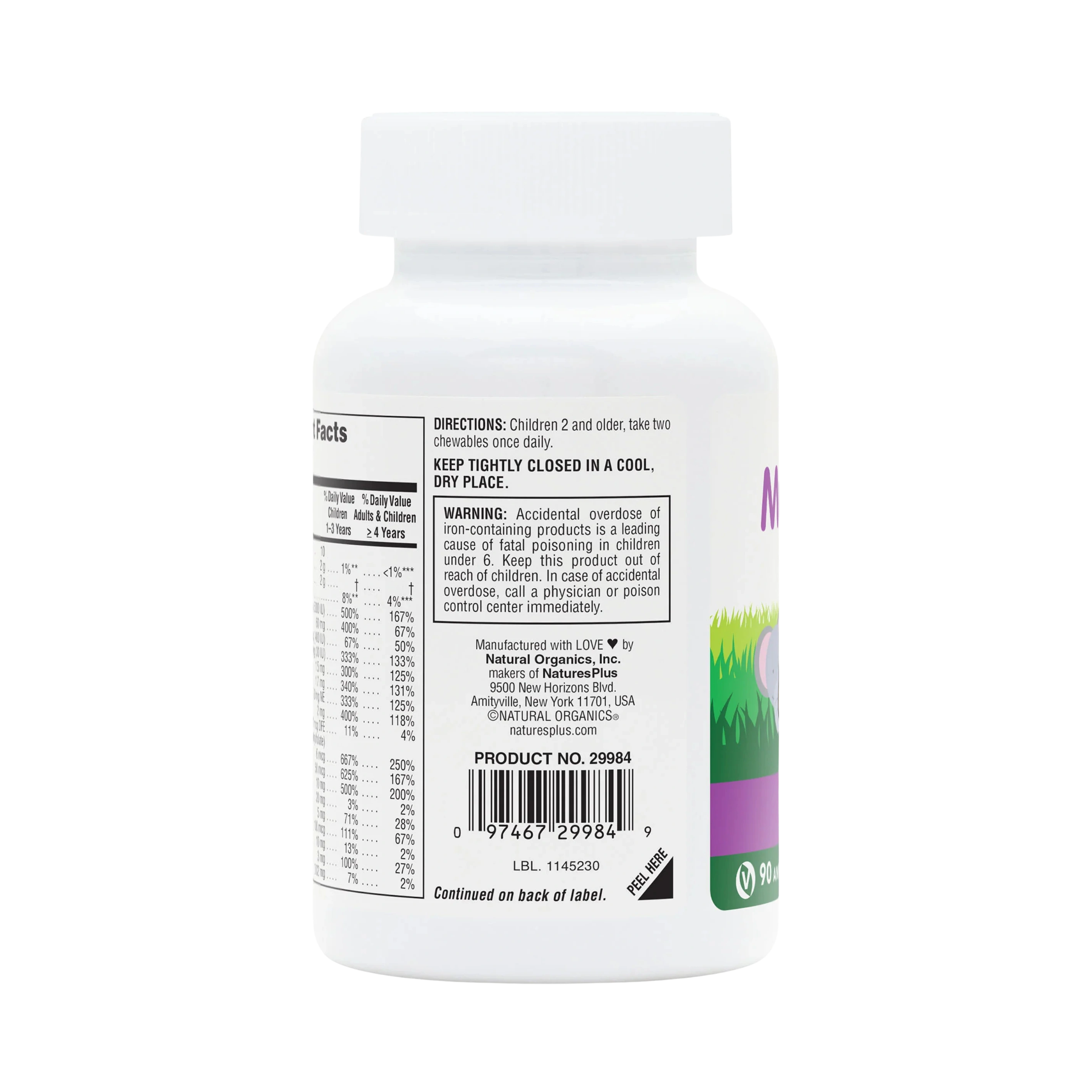 NaturesPlus, Animal Parade, Children's Chewable Multivitamin Supplement, Grape, 90 Animal-Shaped Tablets