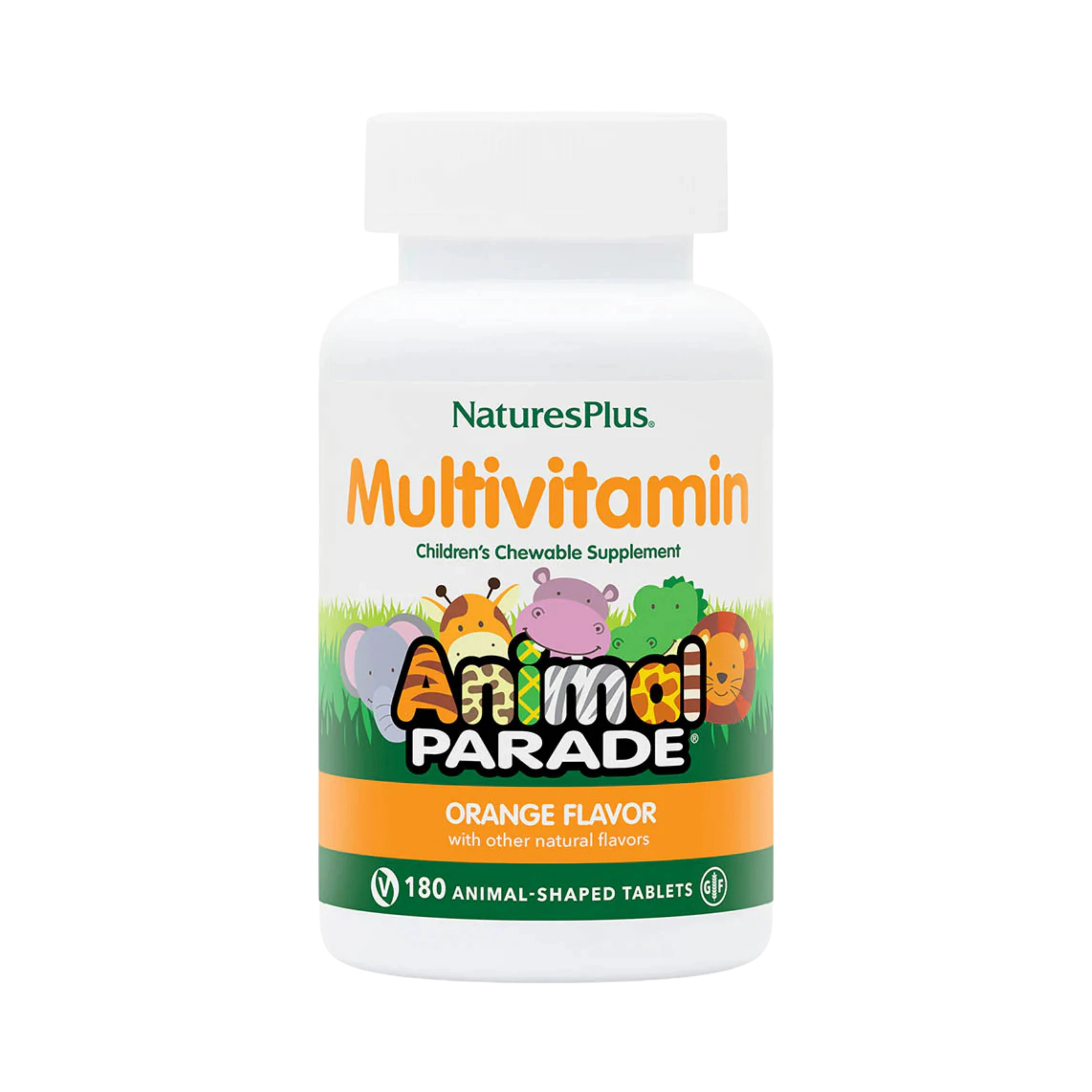 NaturesPlus, Animal Parade, Children's Chewable Multivitamin Supplement, Orange, 180 Animal-Shaped Tablets