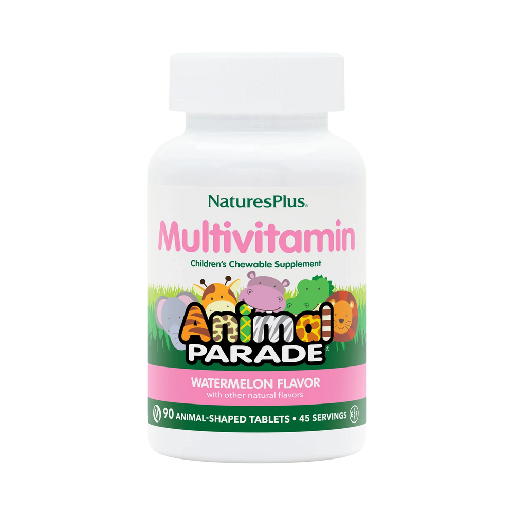 NaturesPlus, Animal Parade, Children's Chewable Multivitamin Supplement, Watermelon, 90 Animal-Shaped Tablets