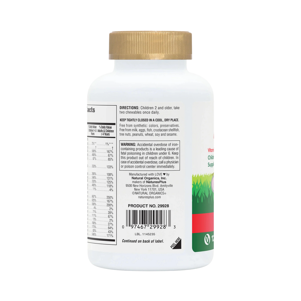 NaturesPlus, Animal Parade Gold, Children's Chewable Multivitamin Supplement, Cherry, Grape & Orange, 120 Animal-Shaped Tablets