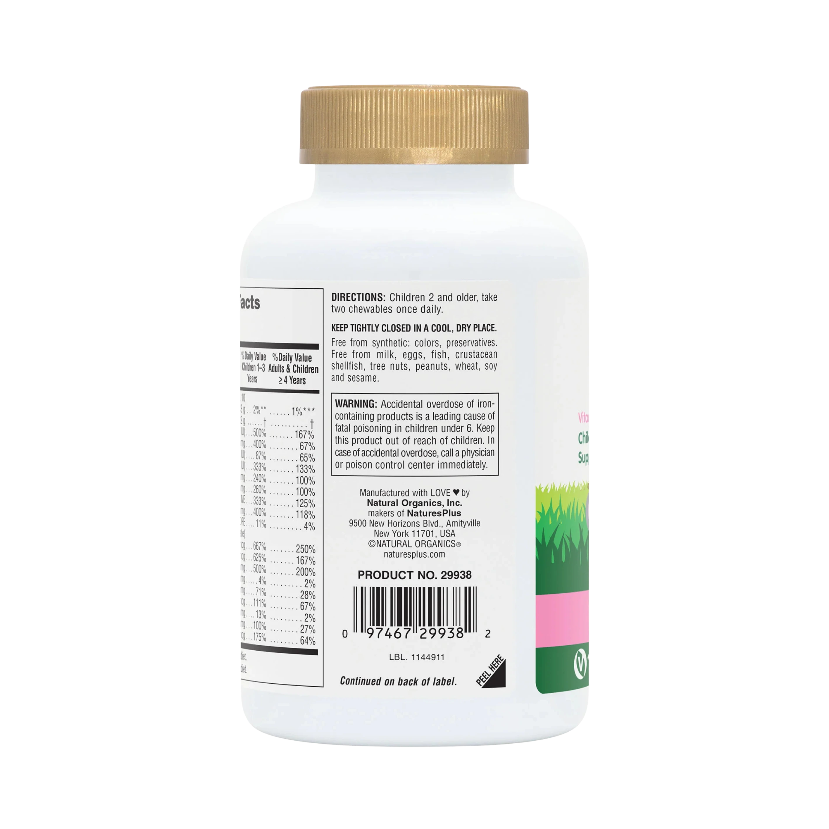 NaturesPlus, Animal Parade Gold, Children's Chewable Multivitamin Supplement, Watermelon, 120 Animal-Shaped Tablets