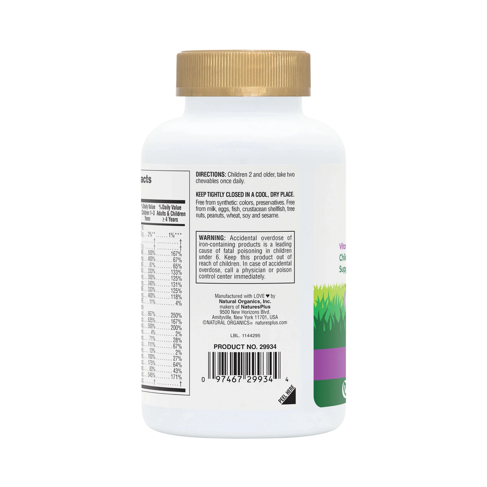 NaturesPlus, Animal Parade Gold, Children's Multivitamin Chewable Supplement, Grape, 120 Animal-Shaped Tablets
