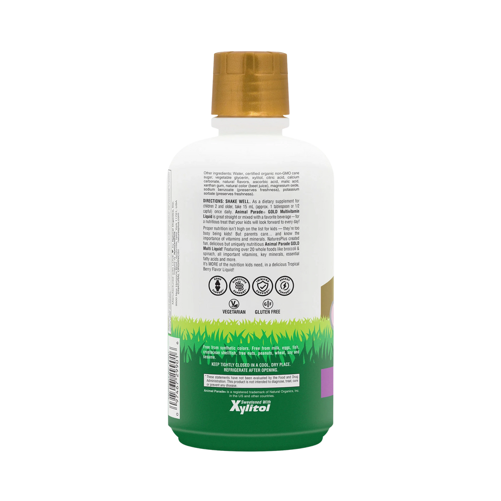 NaturesPlus, Animal Parade Gold, Multivitamin Liquid, Tropical Berry, 30 Fl Oz