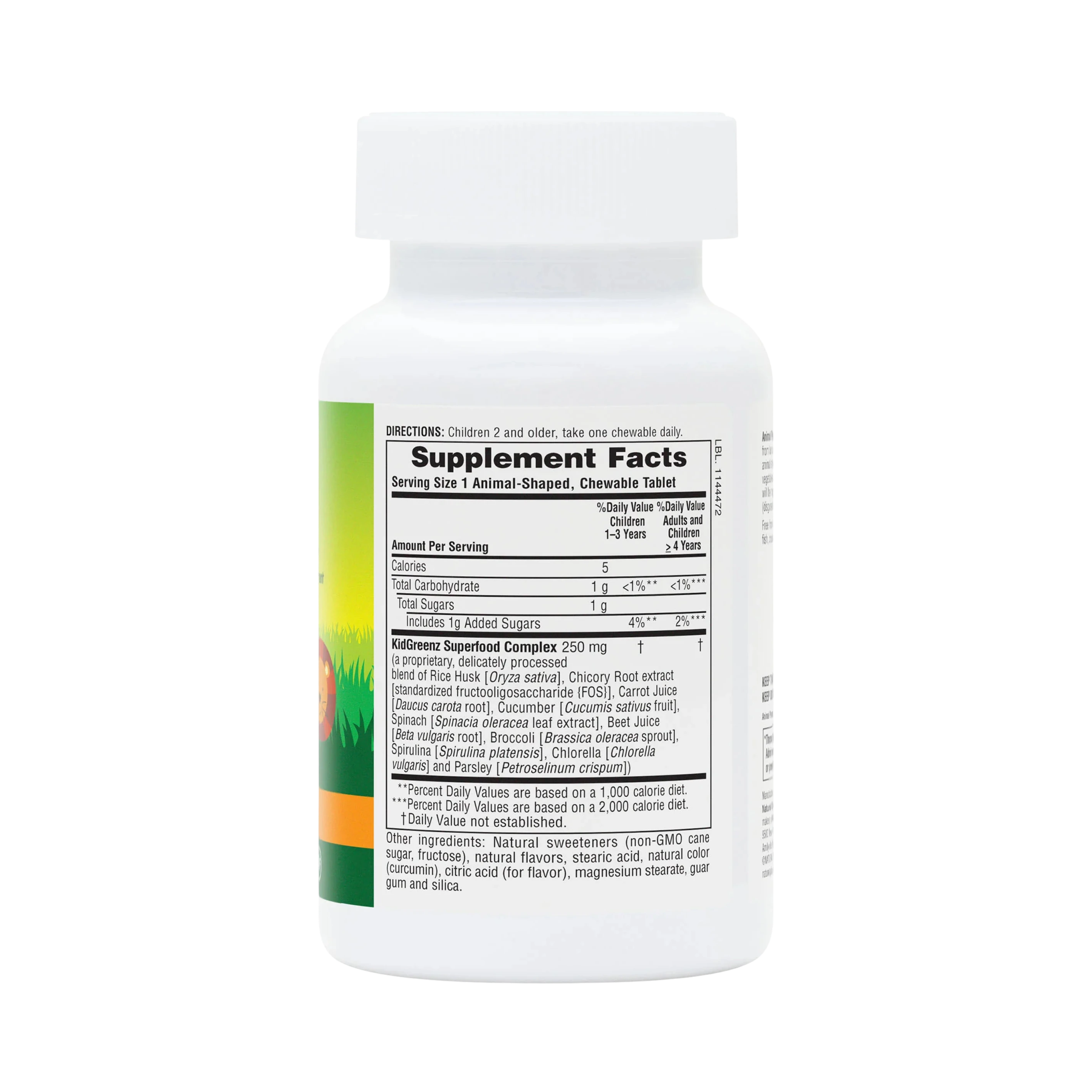 NaturesPlus, Animal Parade, Kid Greenz, Children's Chewable Green Food Supplement, Tropical Fruit, 90 Animal-Shaped Tablets