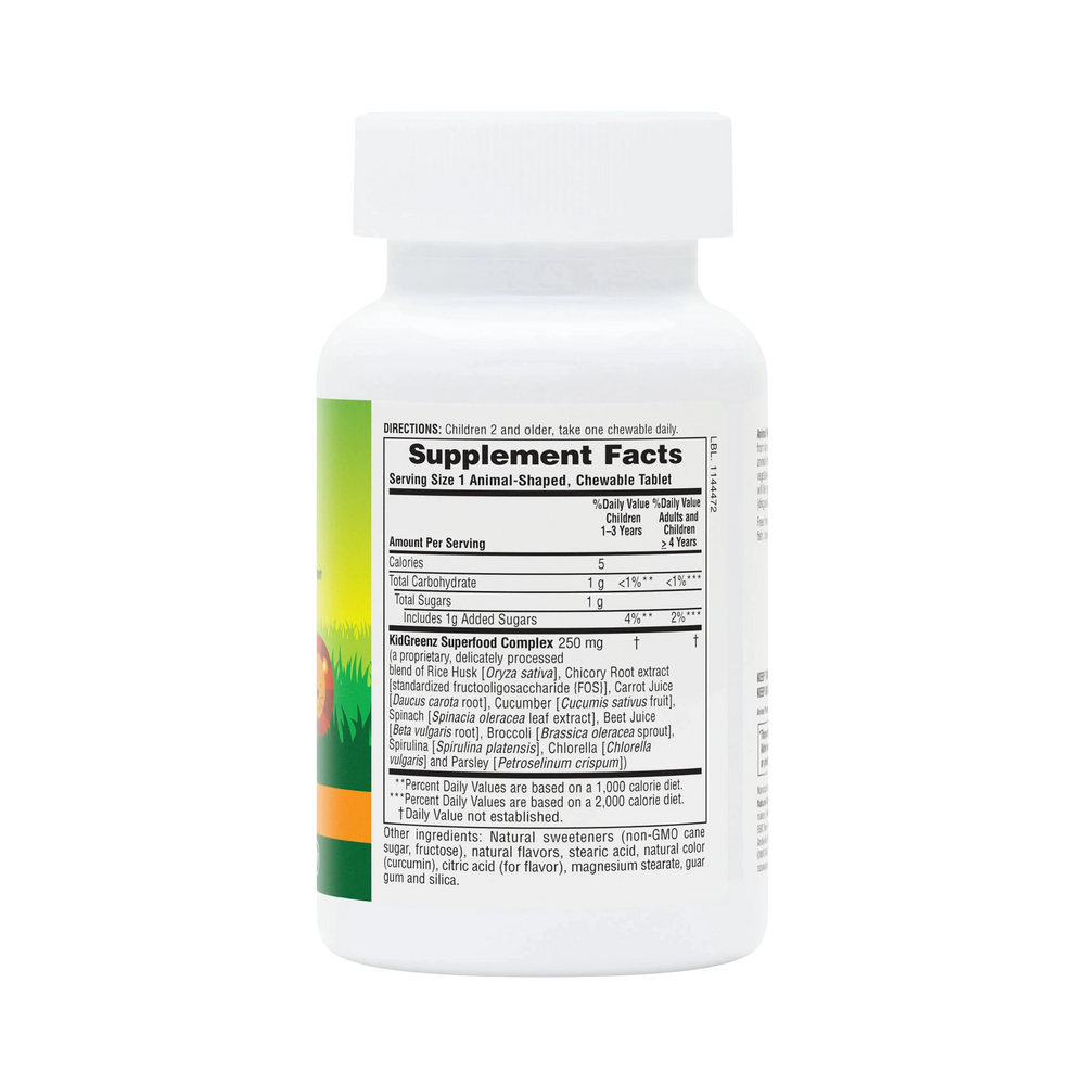NaturesPlus, Animal Parade, Kid Greenz, Children's Chewable Green Food Supplement, Tropical Fruit, 90 Animal-Shaped Tablets