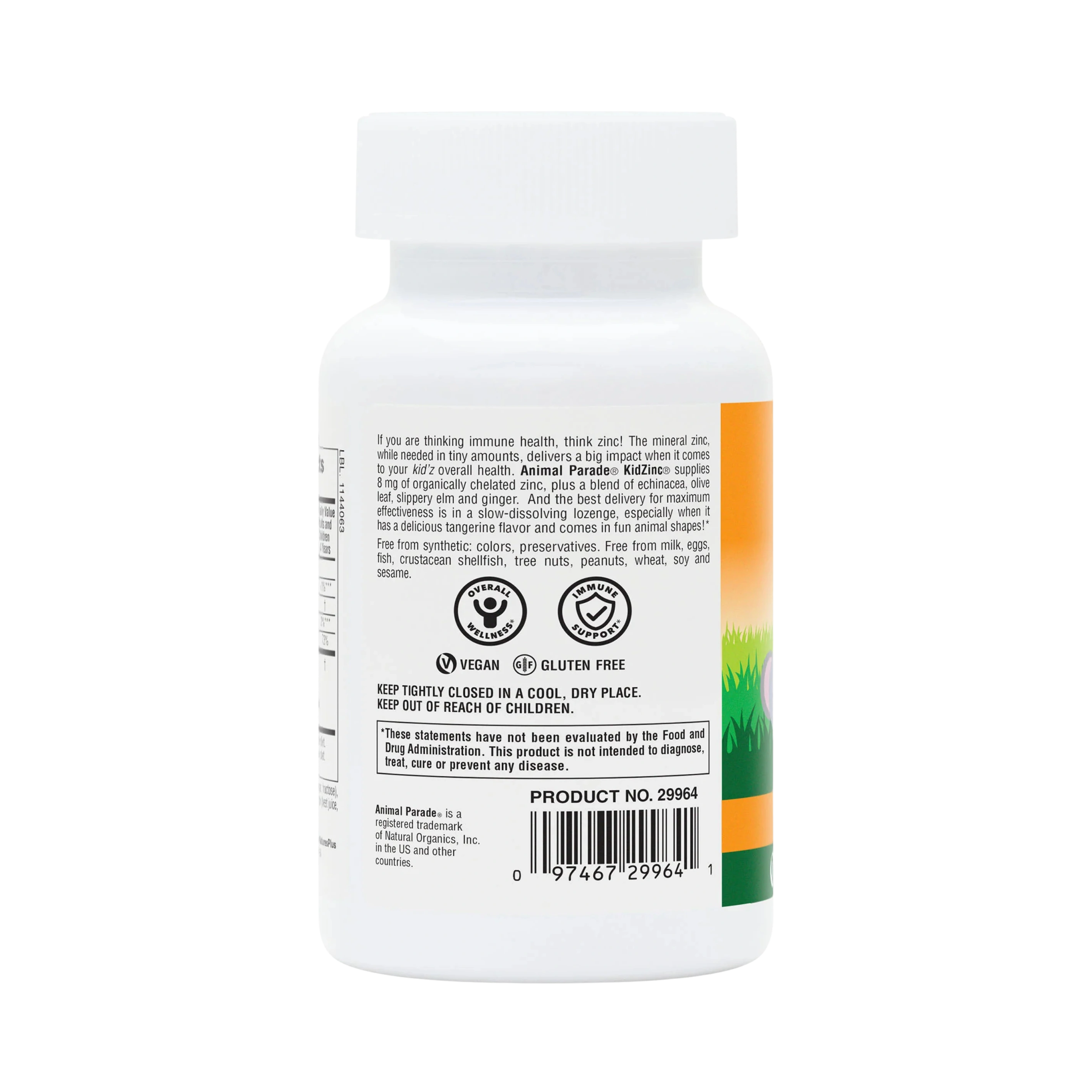 NaturesPlus, Animal Parade, Kid Zinc, Tangerine, 90 Animal-Shaped Lozenges