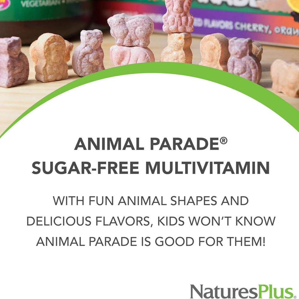 NaturesPlus, Animal Parade, Multivitamin, Children's Chewable Supplement, Cherry, Grape & Orange, 90 Animal-Shaped Tablets