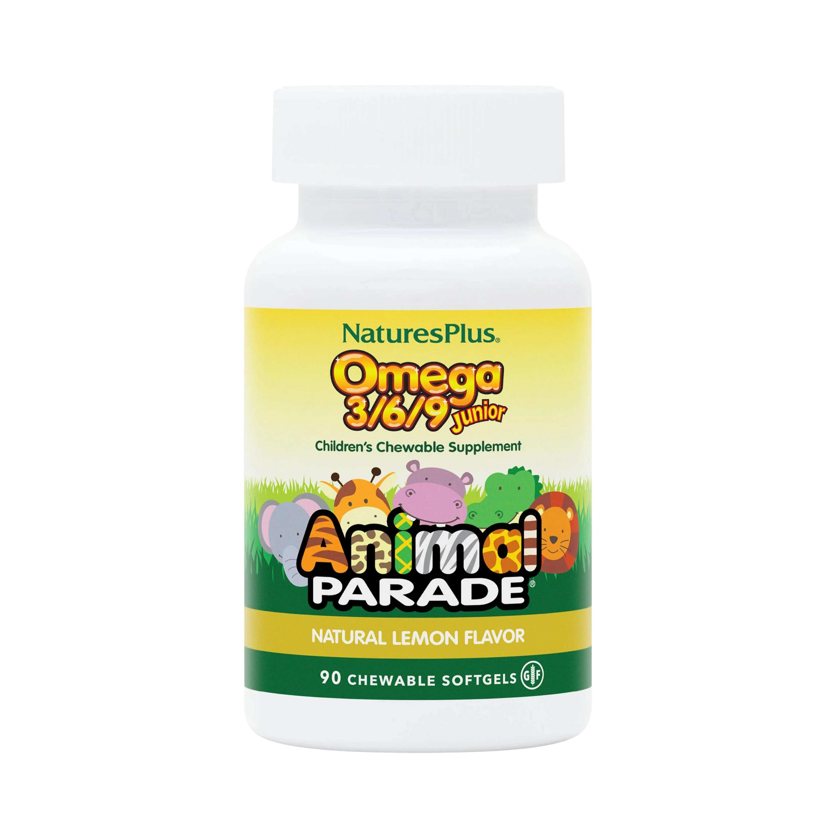 NaturesPlus, Animal Parade, Omega 3/6/9 Junior, Natural Lemon, 90 Chewable Softgels