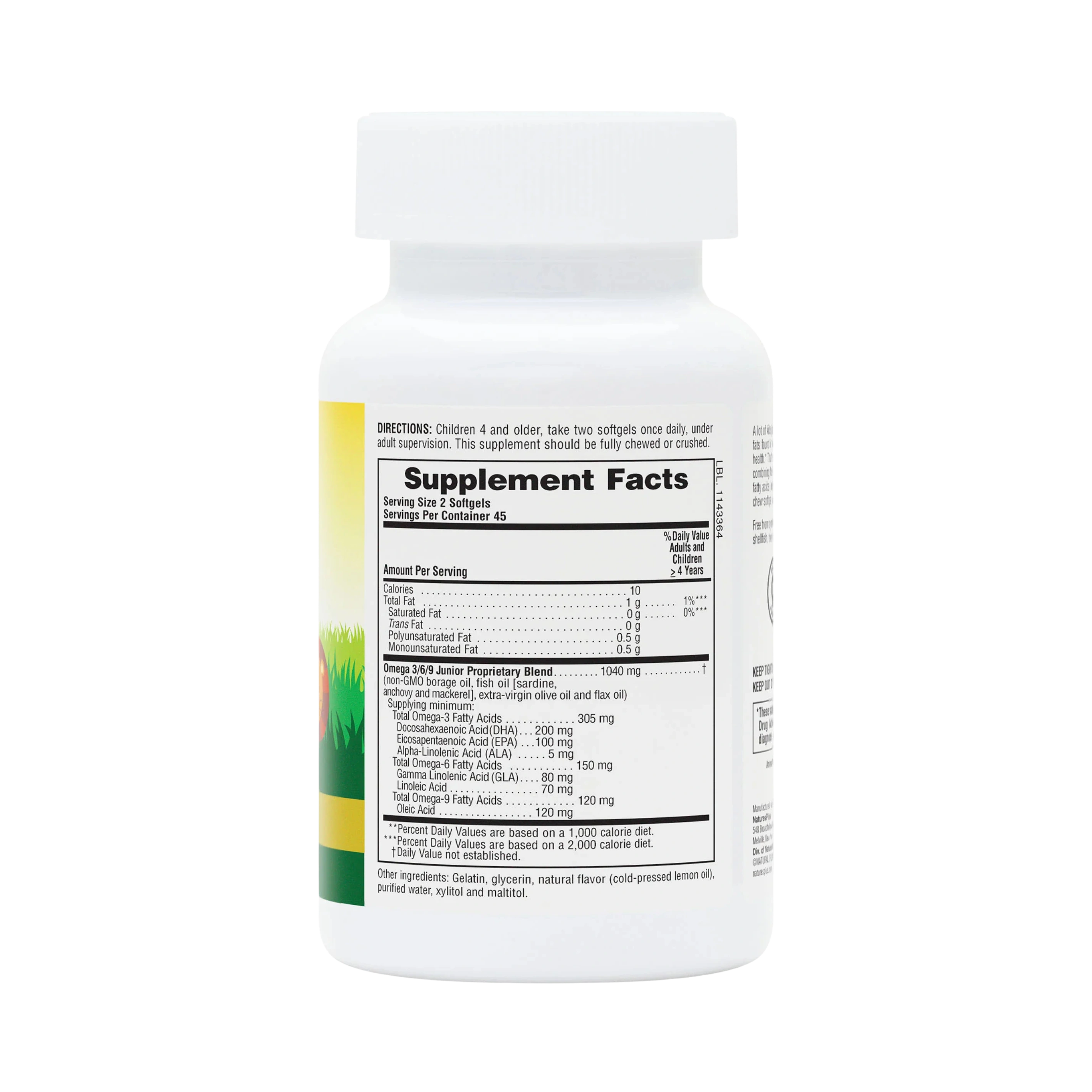 NaturesPlus, Animal Parade, Omega 3/6/9 Junior, Natural Lemon, 90 Chewable Softgels