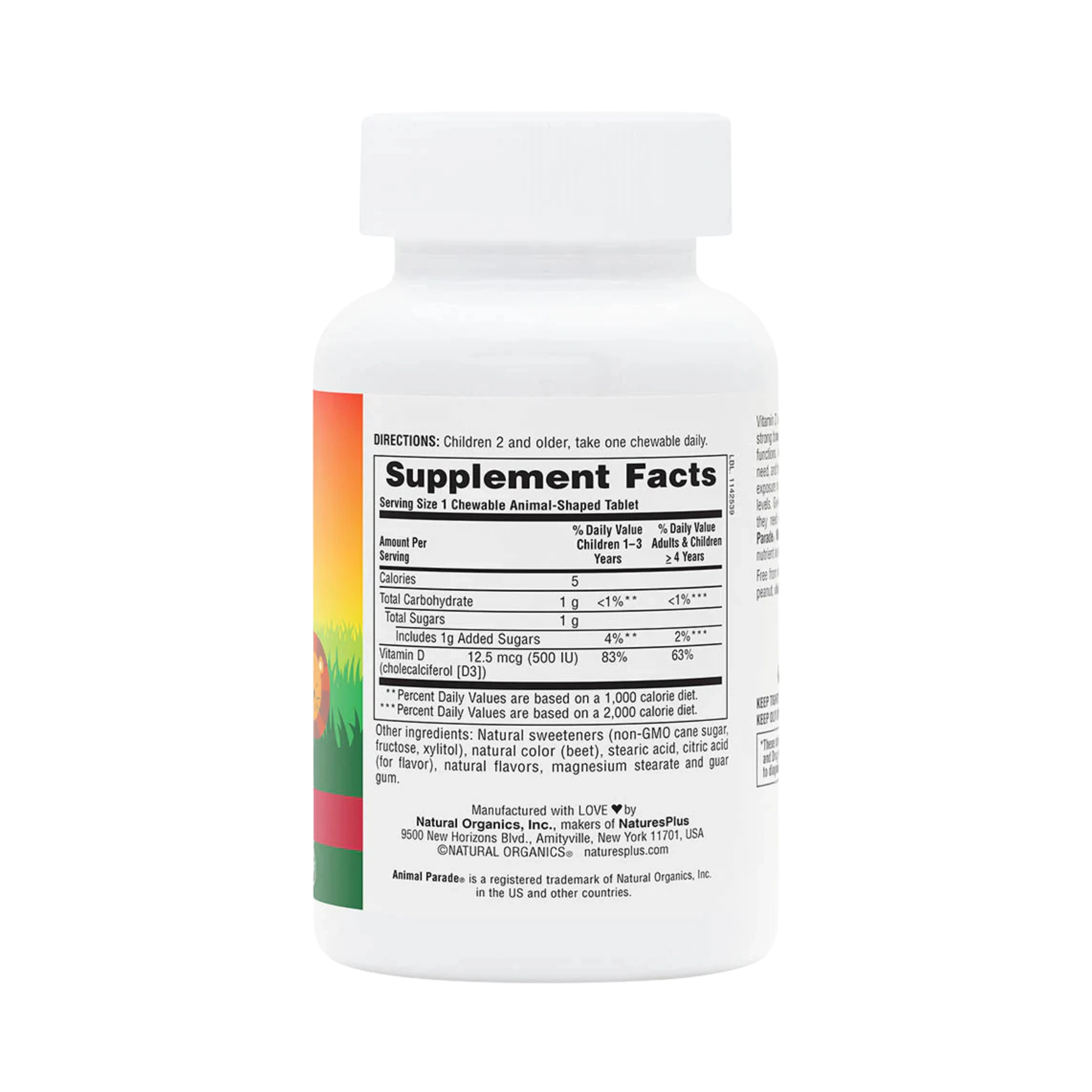 NaturesPlus, Animal Parade, Vitamin D3, Black Cherry, 12.5 Mcg, 90 Animal-Shaped Tablets