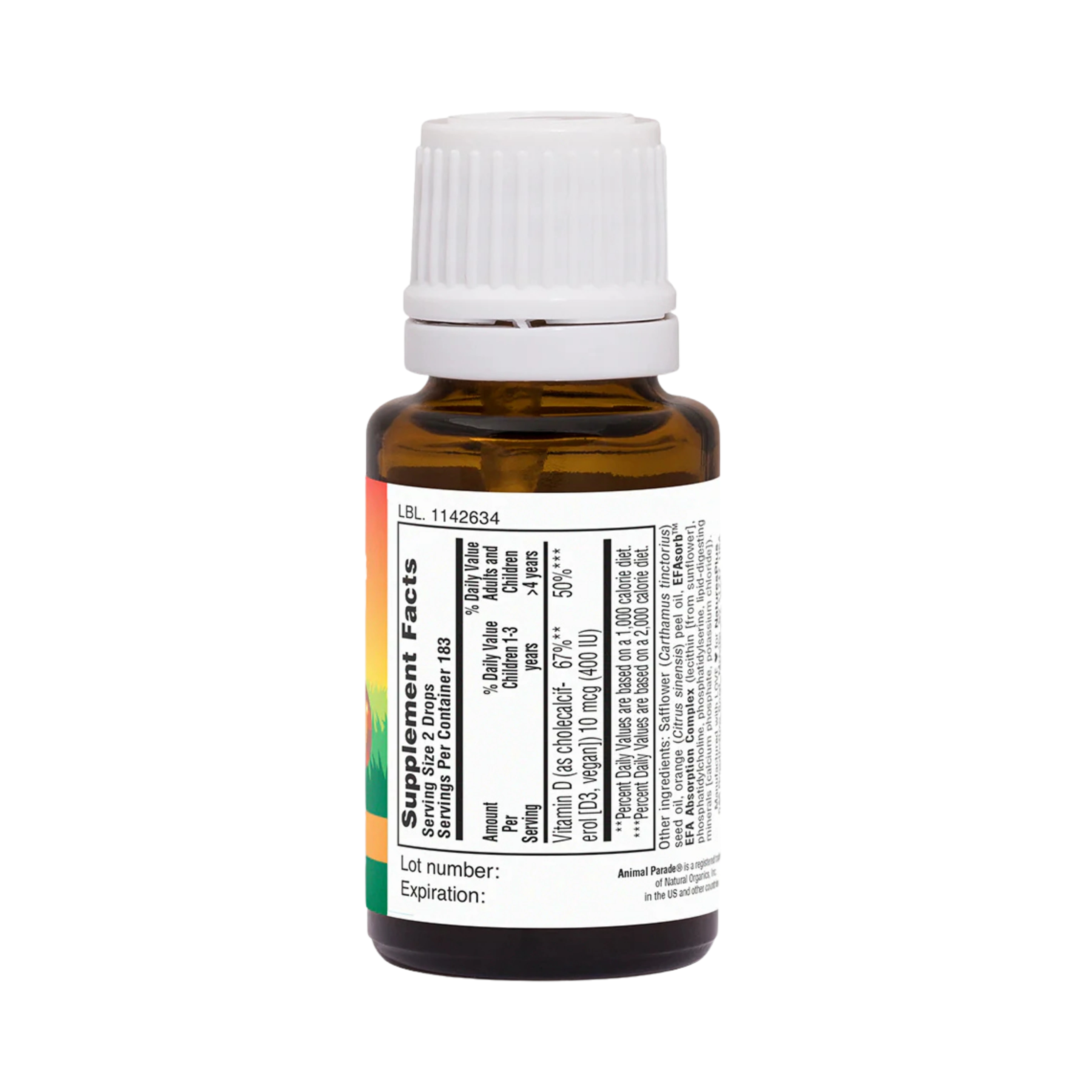 NaturesPlus, Animal Parade, Vitamin D3 Drops, Natural Orange, 10 Mcg, 0.34 Fl Oz