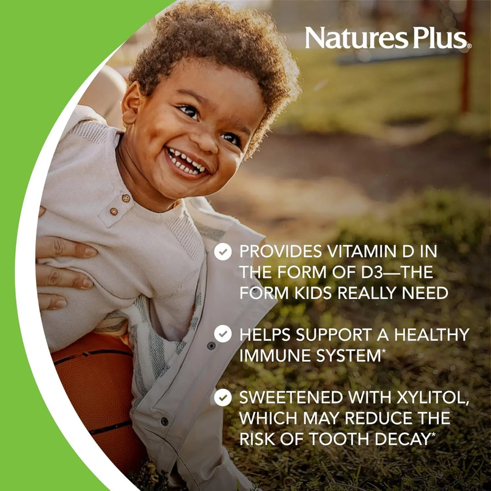 NaturesPlus, Animal Parade, Vitamin D3, Sugar Free, Black Cherry, 12.5 Mcg, 90 Animal-Shaped Tablets