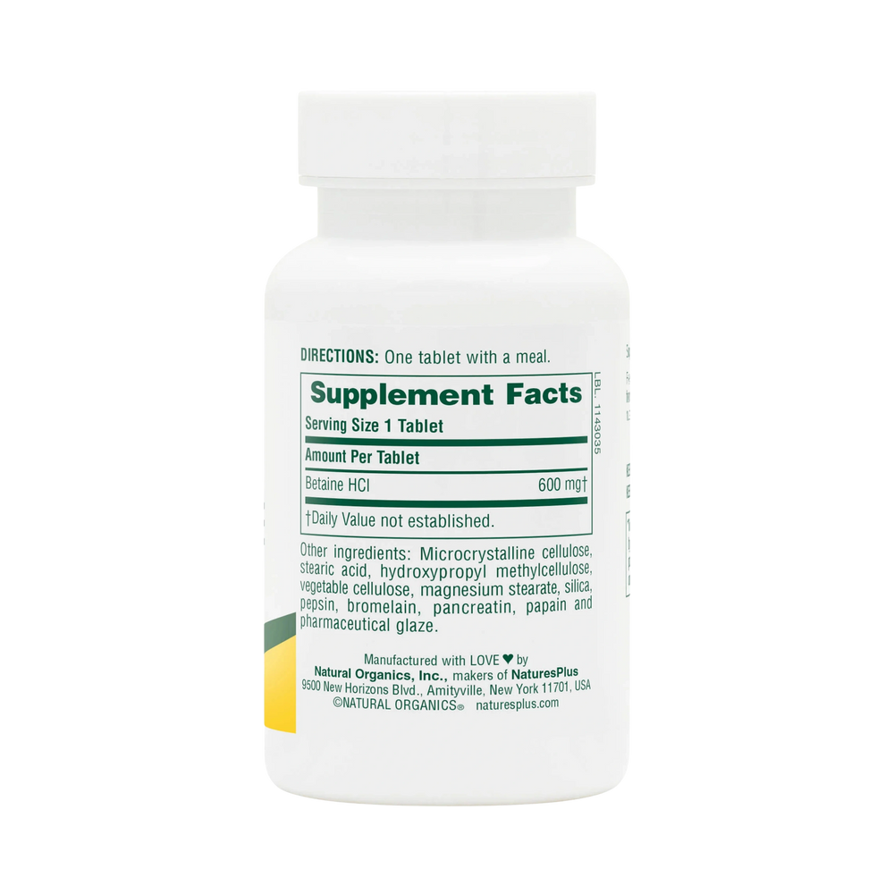 NaturesPlus, Betaine Hydrochloride, 600 Mg, 90 Tablets