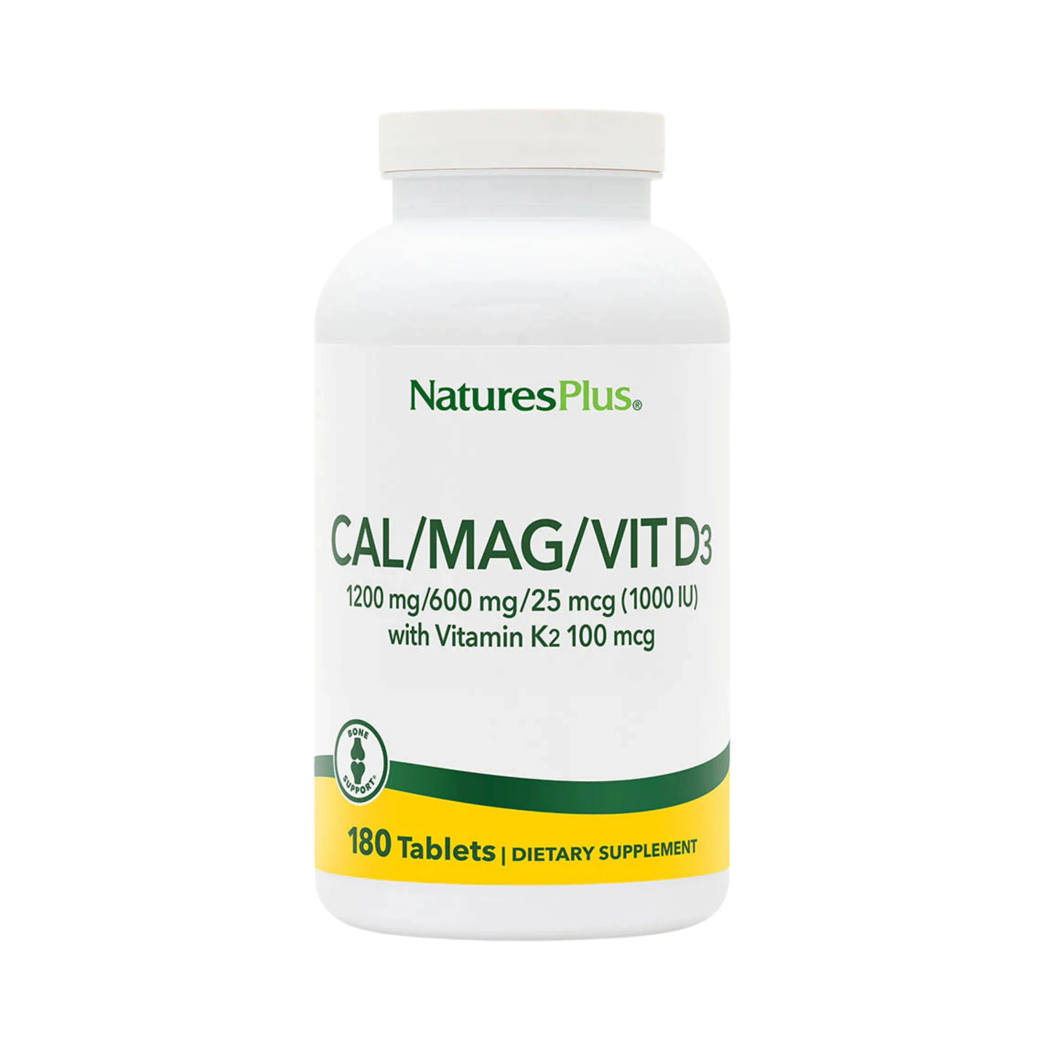 NaturesPlus, Cal/Mag/Vit D3 with Vitamin K2, 180 Tablets