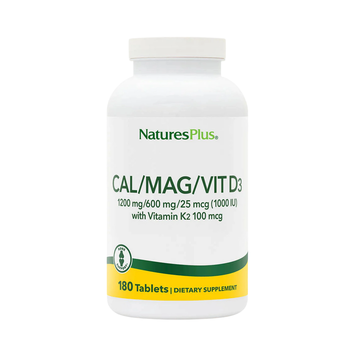 NaturesPlus, Cal/Mag/Vit D3 with Vitamin K2, 180 Tablets